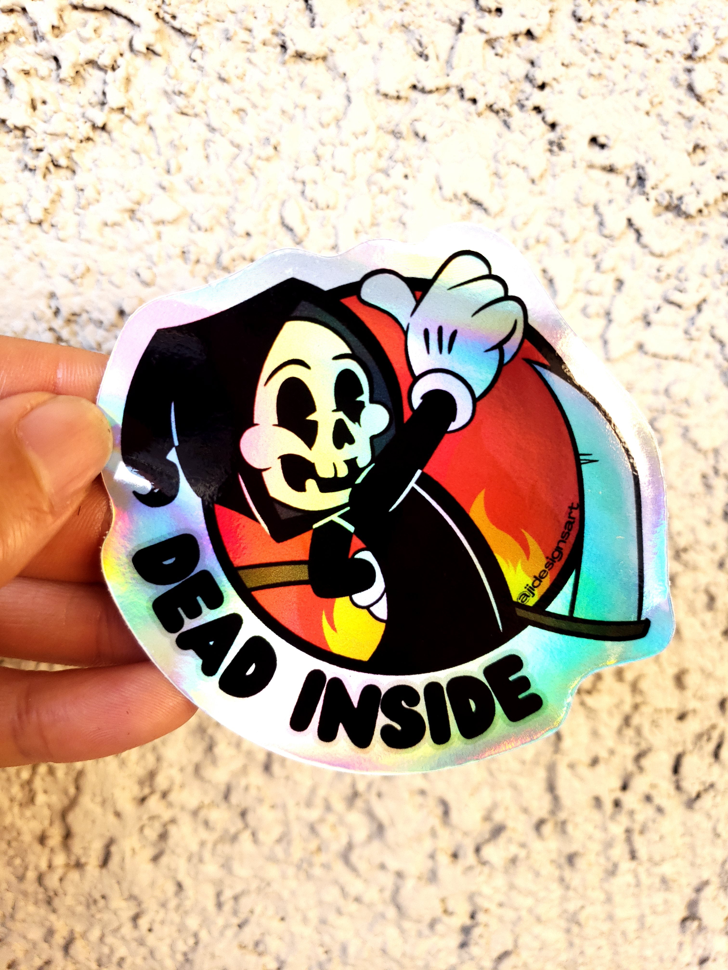 Rainbow Grim Reaper Cartoon WEATHERPROOF Sticker