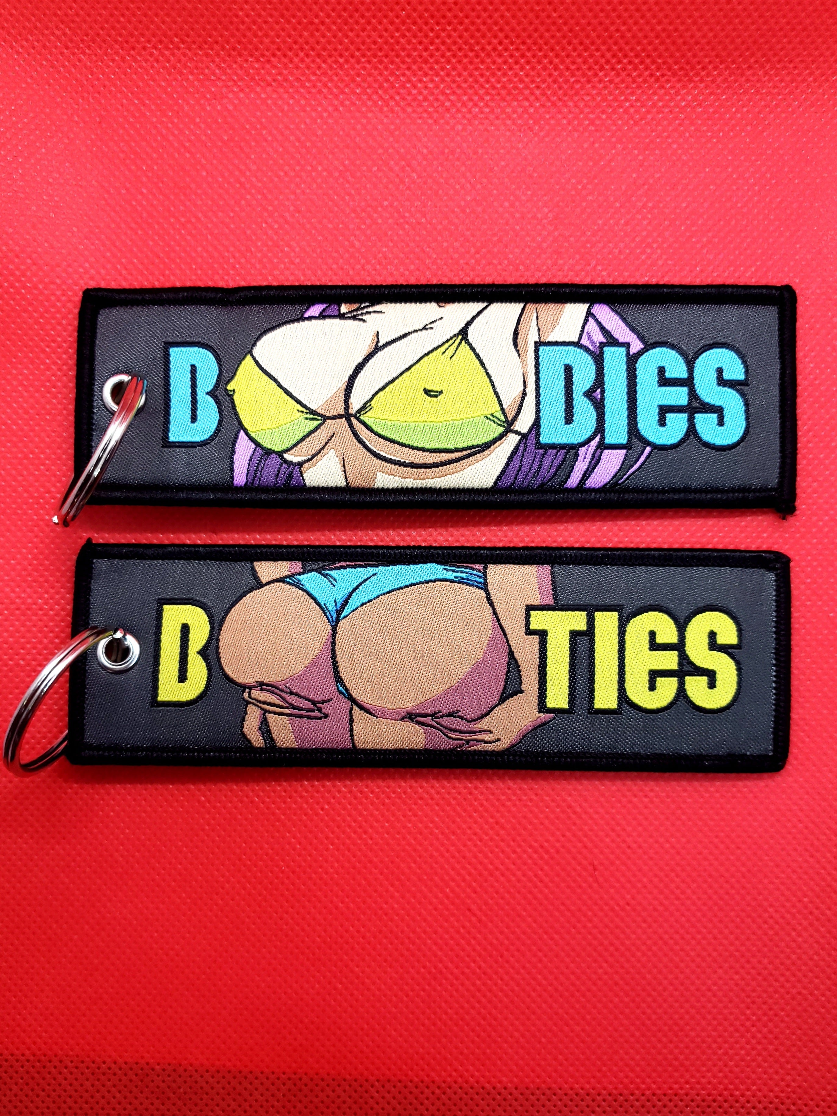 Anime Waifu Woven Jet Tag Keyring