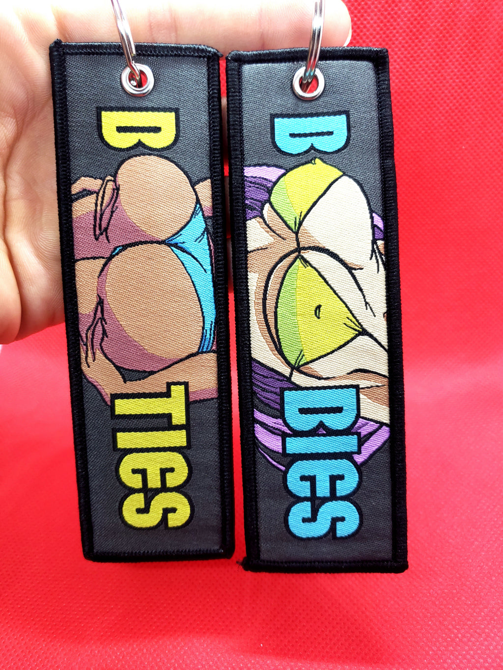 Anime Waifu Woven Jet Tag Keyring