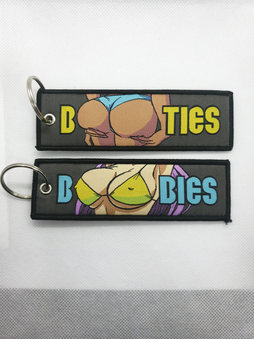 Anime Waifu Woven Jet Tag Keyring