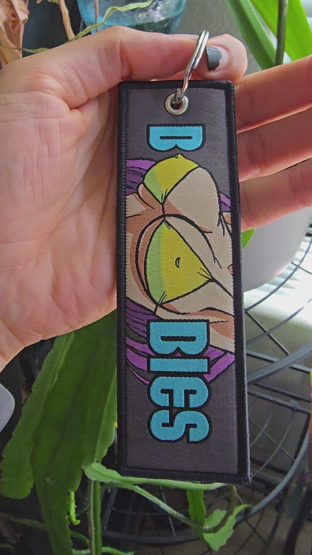 Anime Waifu Woven Jet Tag Keyring