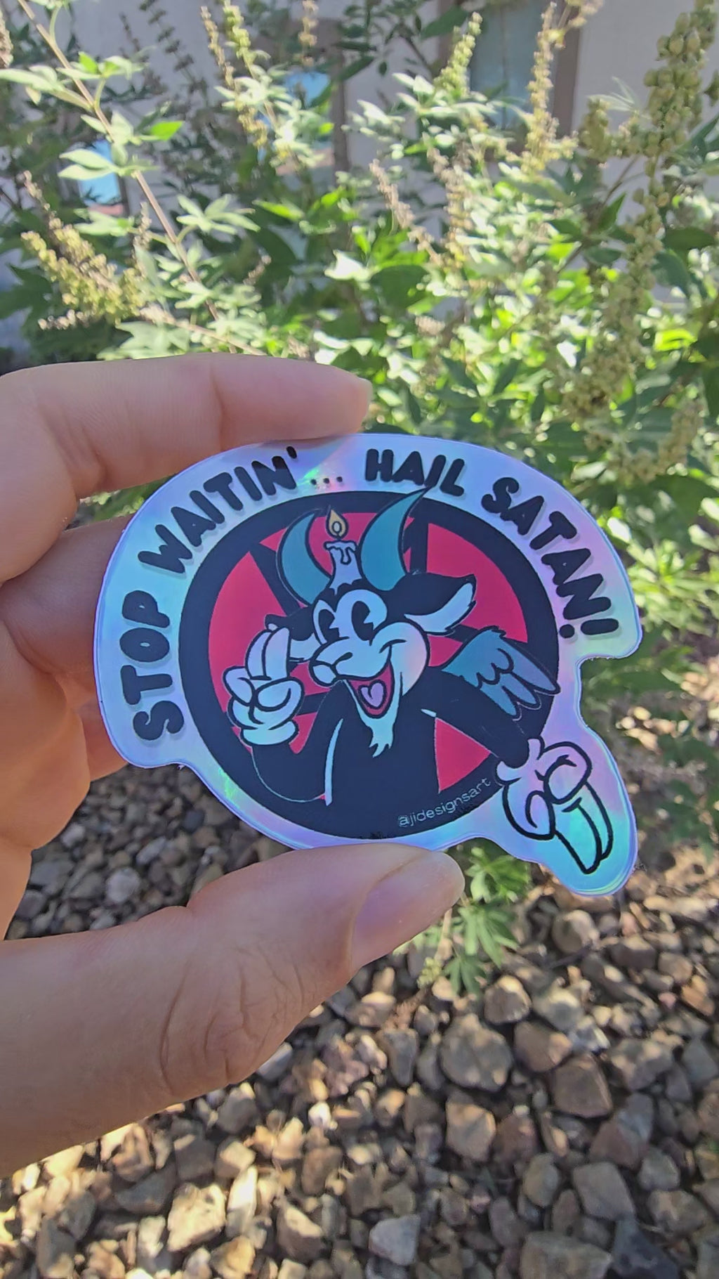 Stop Waitin' Hail Satan Sticker
