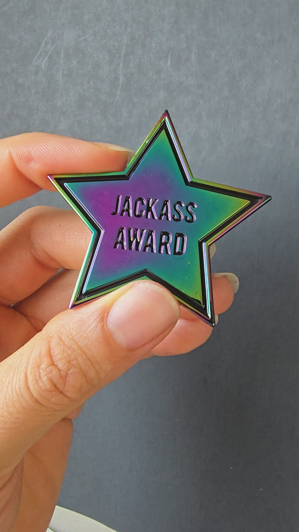 Jackass Award Anodized Metal Enamel Pin