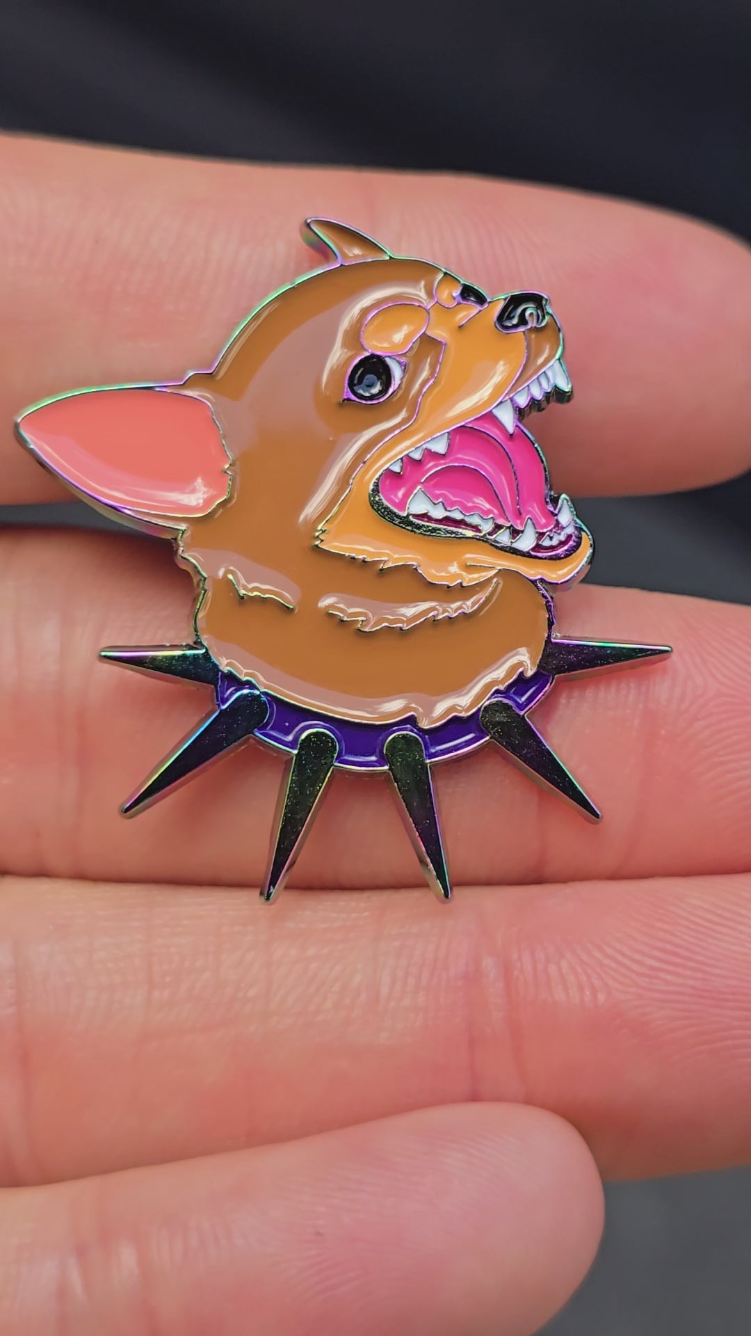 Barking Chihuahua Rainbow Oil Slick Soft Enamel Pin