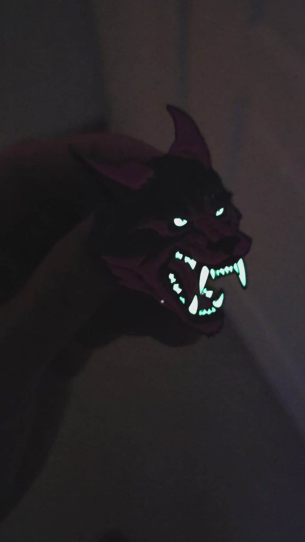 Werewolf Anodized Rainbow Metal Enamel Pin with Glow-in-the-Dark Teeth