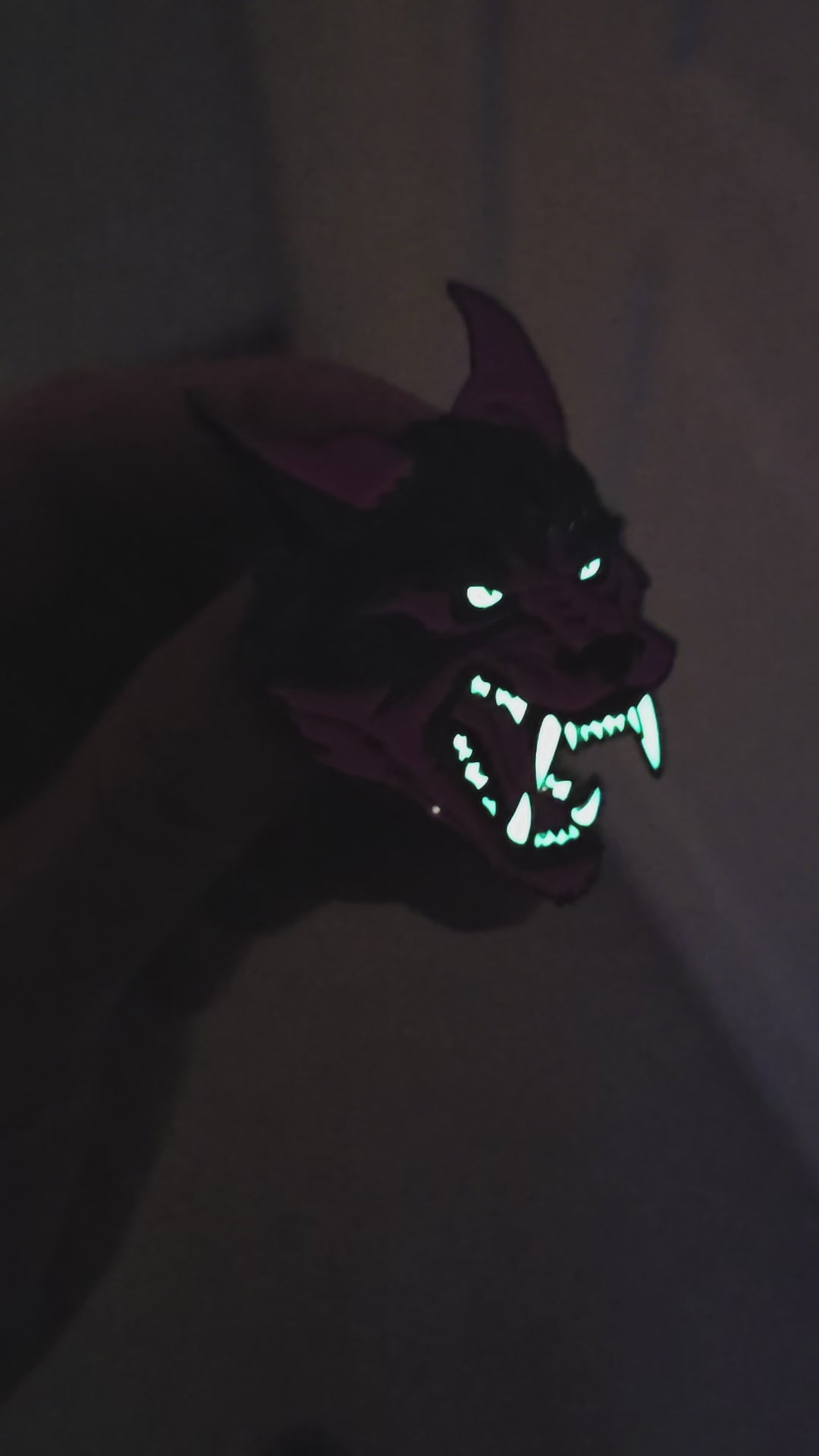 Werewolf Anodized Rainbow Metal Enamel Pin with Glow-in-the-Dark Teeth