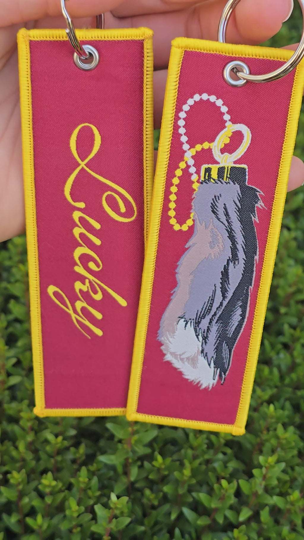 Lucky Rabbit Foot Woven Jet Tag