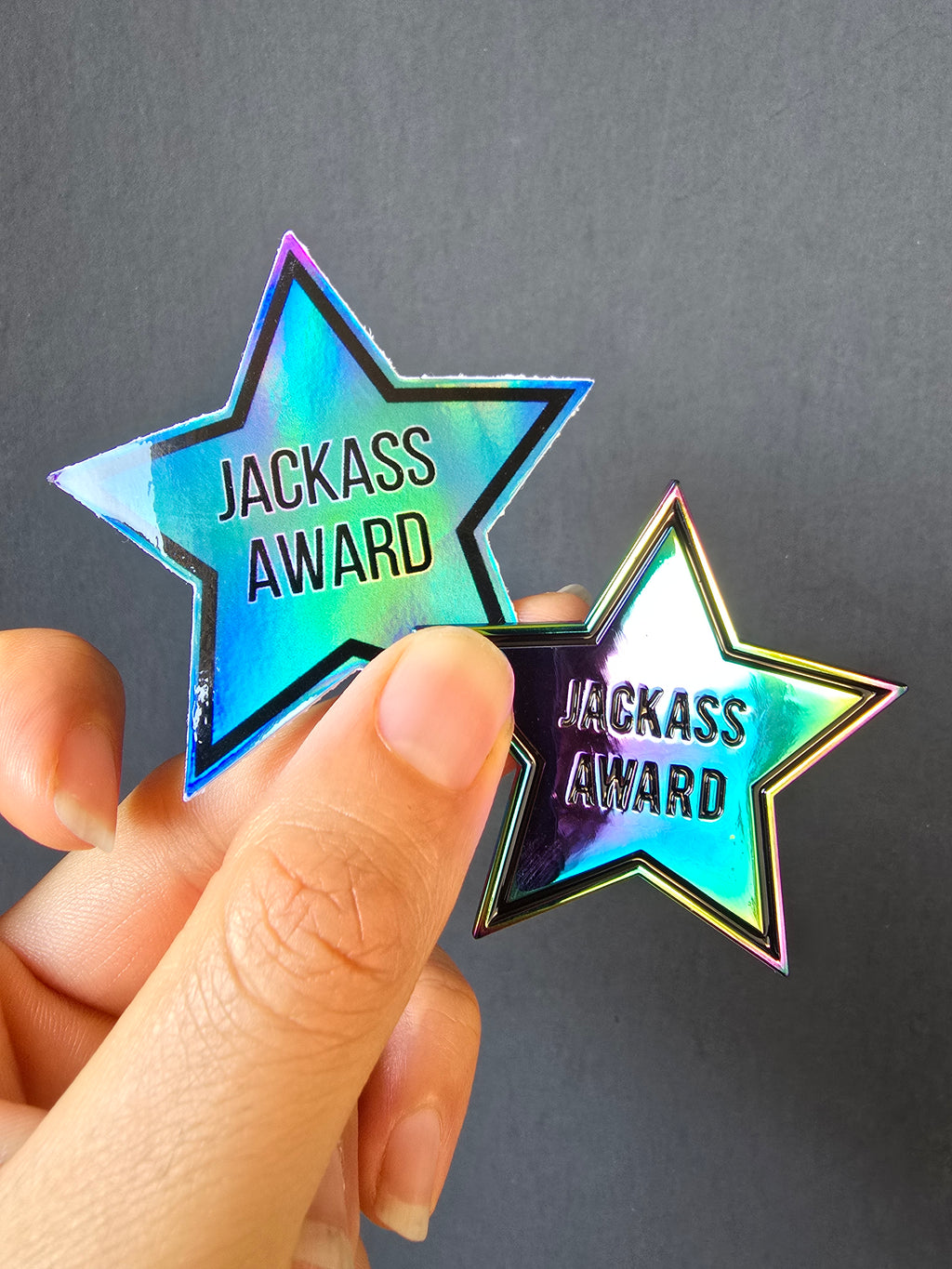 Jackass Award Anodized Metal Enamel Pin