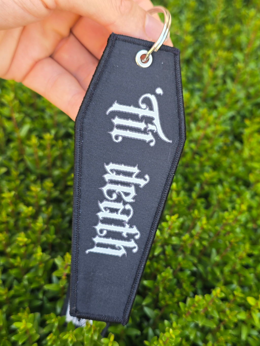 Sugar Skull Wedding 'Til Death Woven Jet Tag Keychain