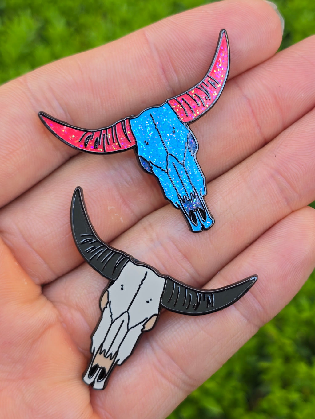 Steer Skull Enamel Pin - Vibrant and Standard Variants