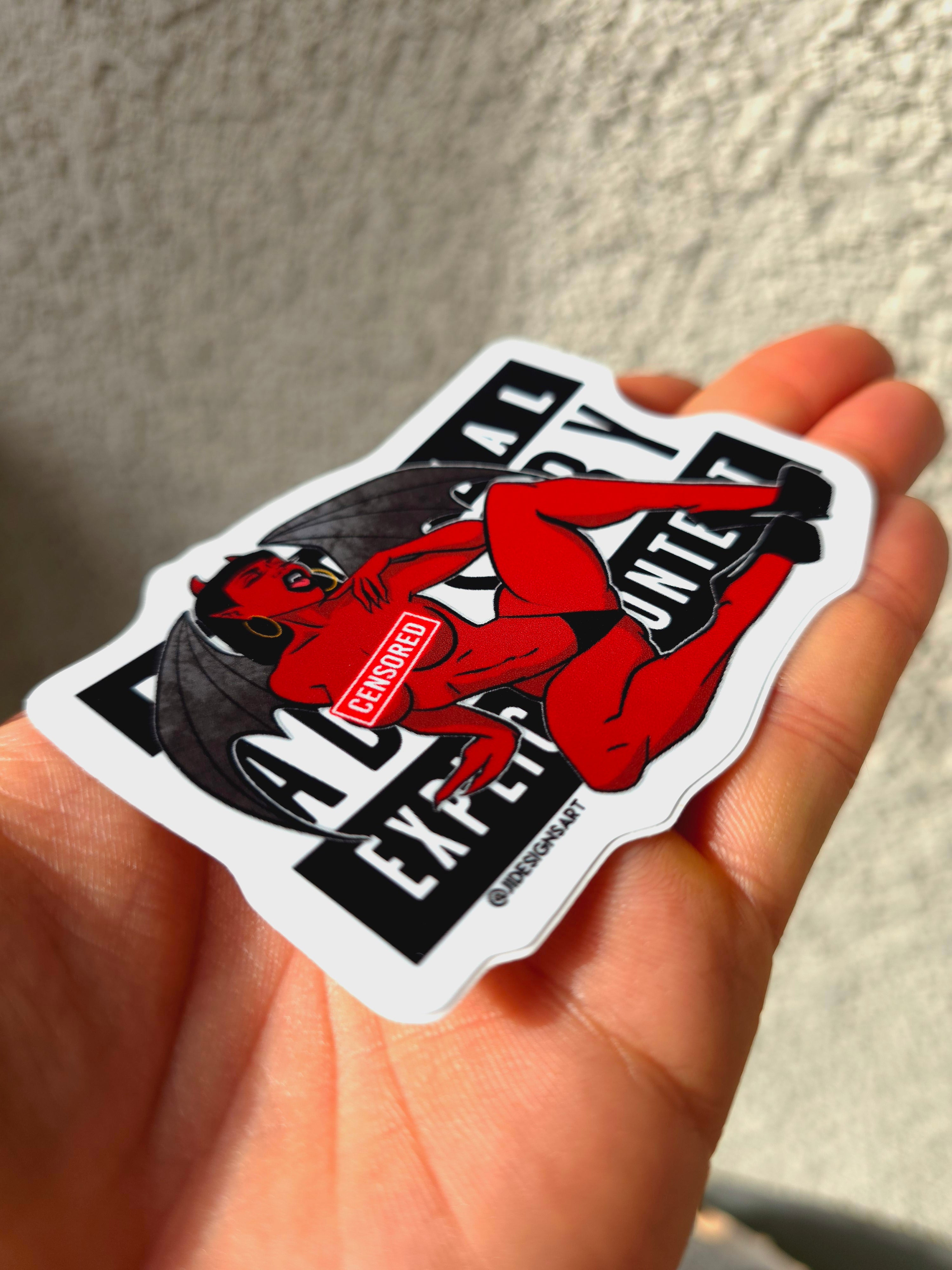 Sexy Censored Devil Girl WEATHERPROOF Sticker