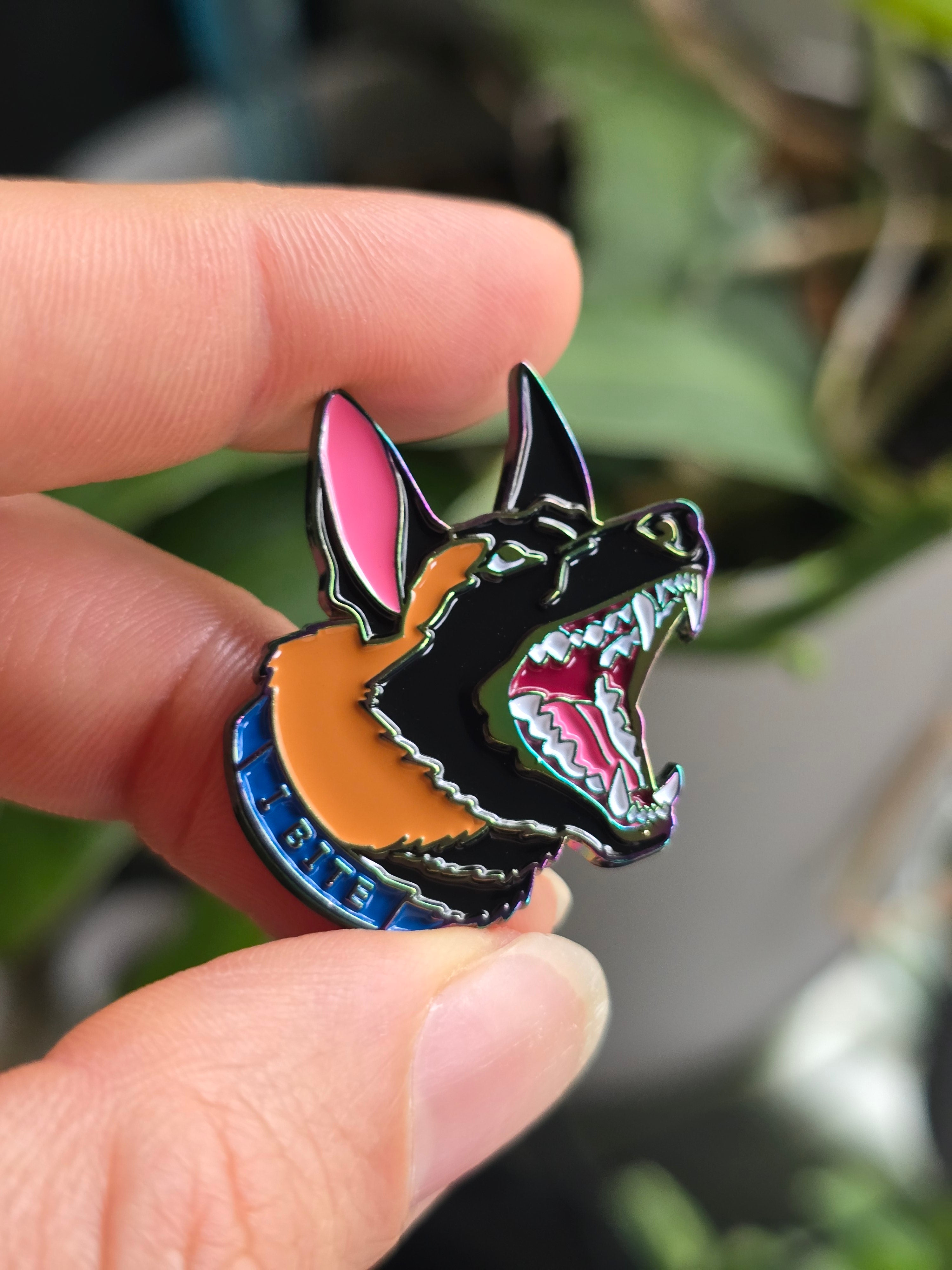 Barking Malinois Anodized Metallic Soft Enamel Pin