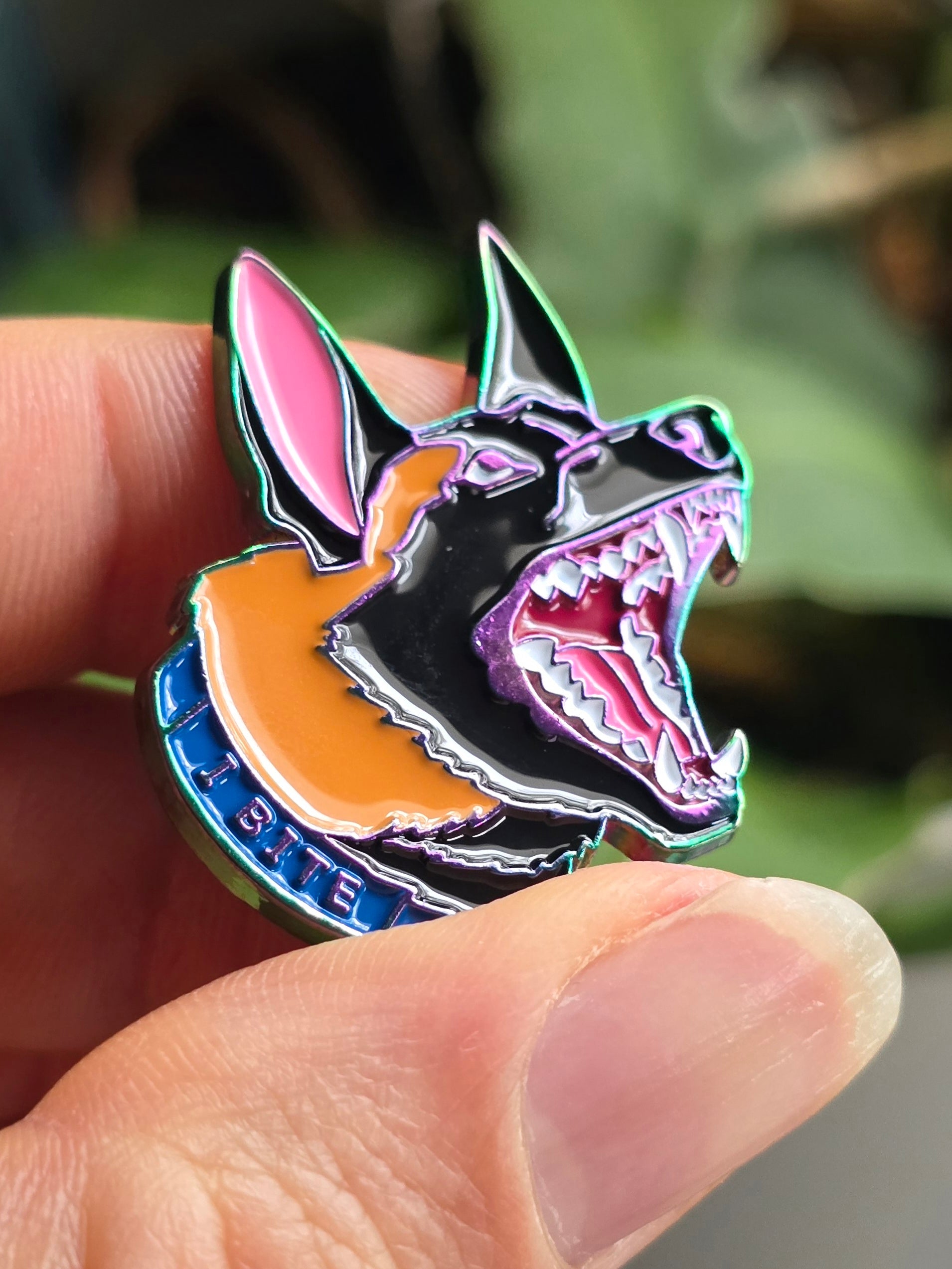 Barking Malinois Anodized Metallic Soft Enamel Pin