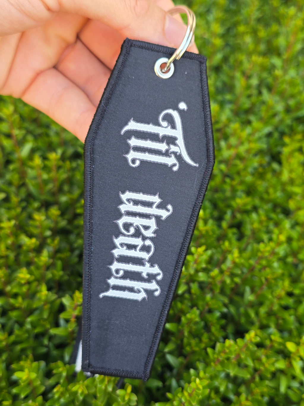 Sugar Skull Wedding 'Til Death Woven Jet Tag Keychain