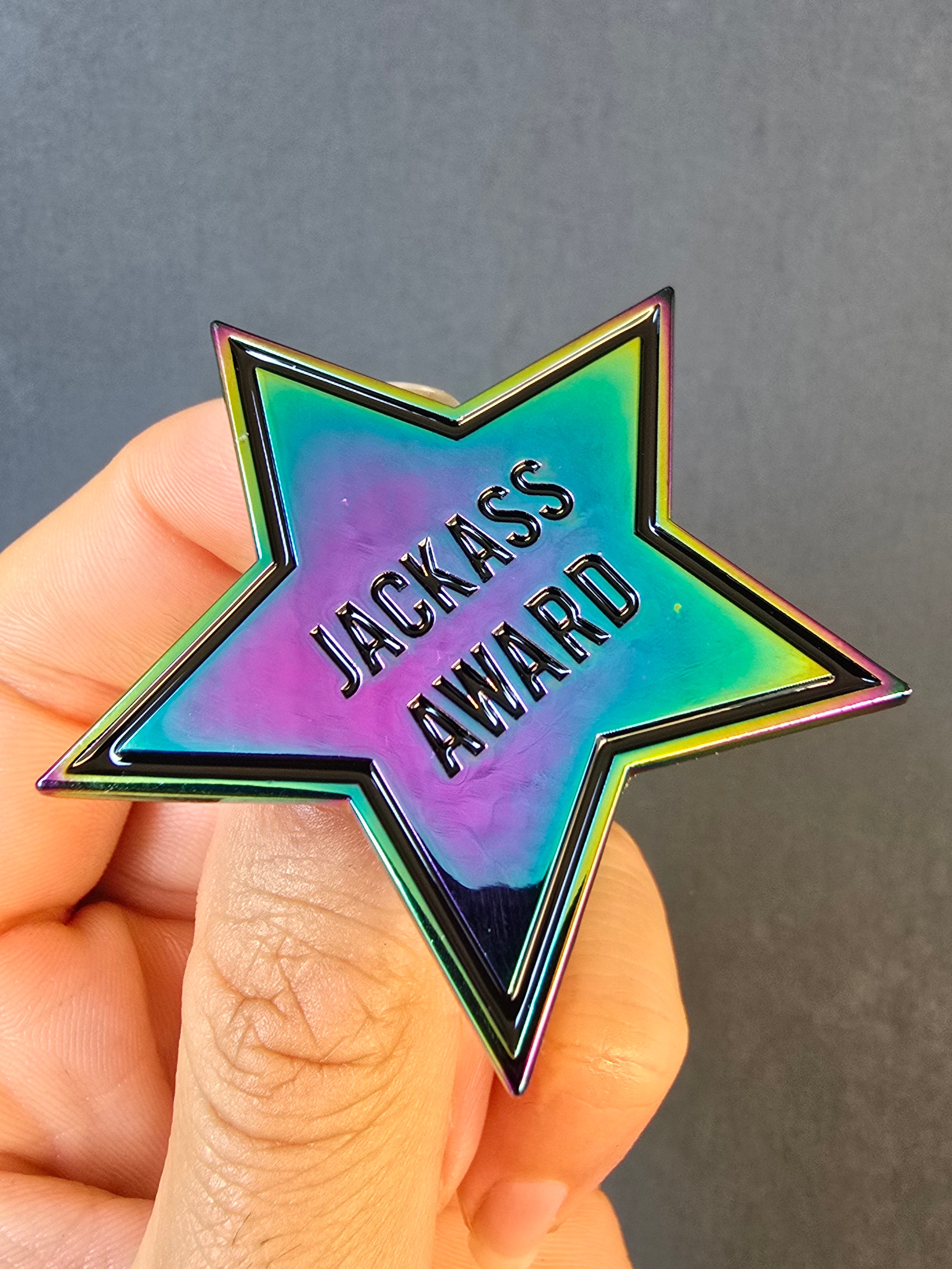Jackass Award Anodized Metal Enamel Pin