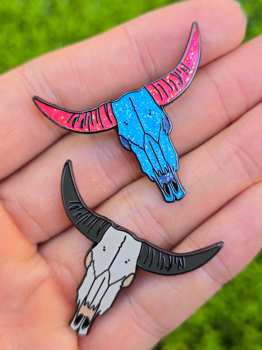Steer Skull Enamel Pin - Vibrant and Standard Variants