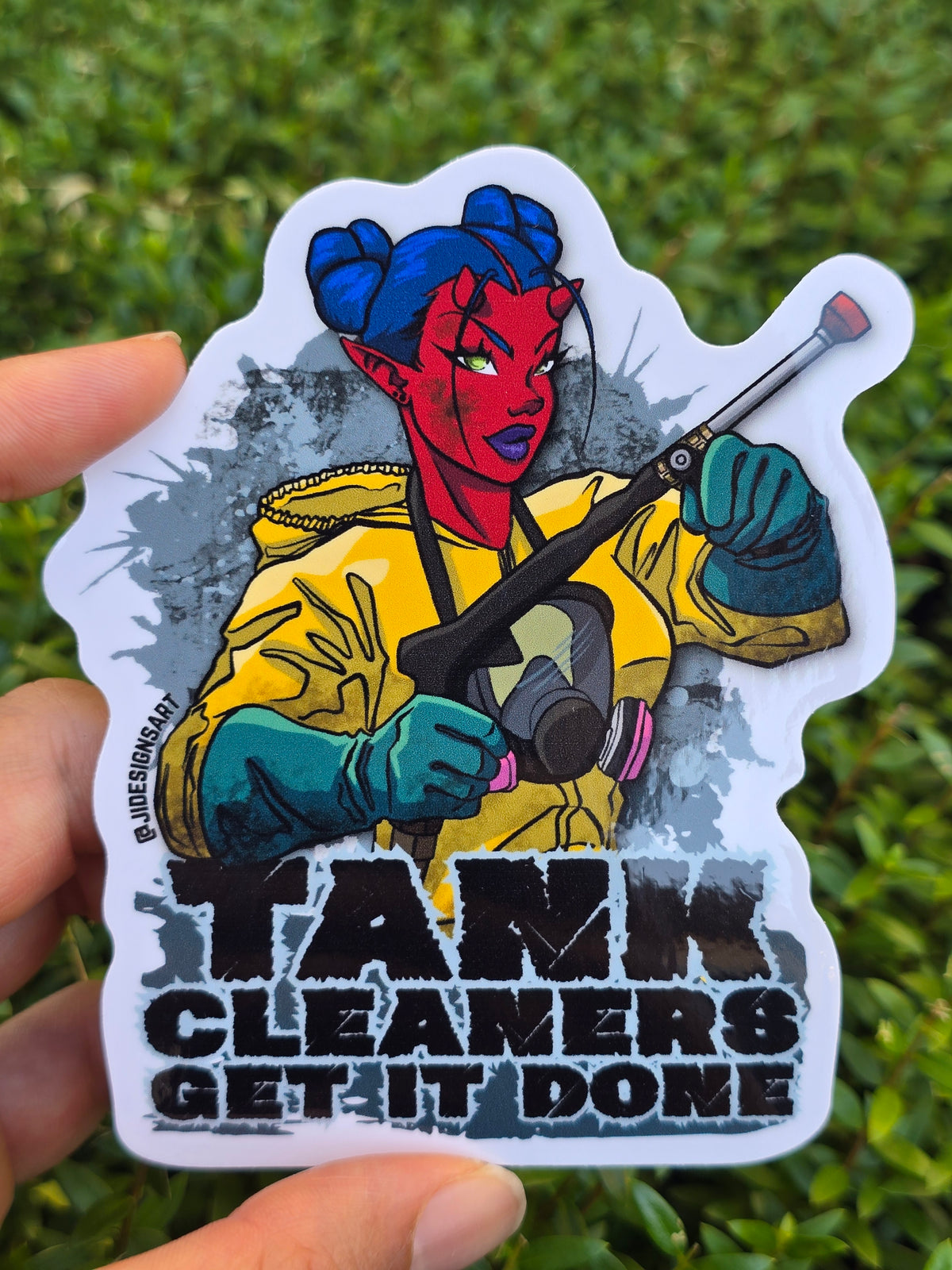 Industrial Tank Cleaner Trade Worker Weatherproof Sticker