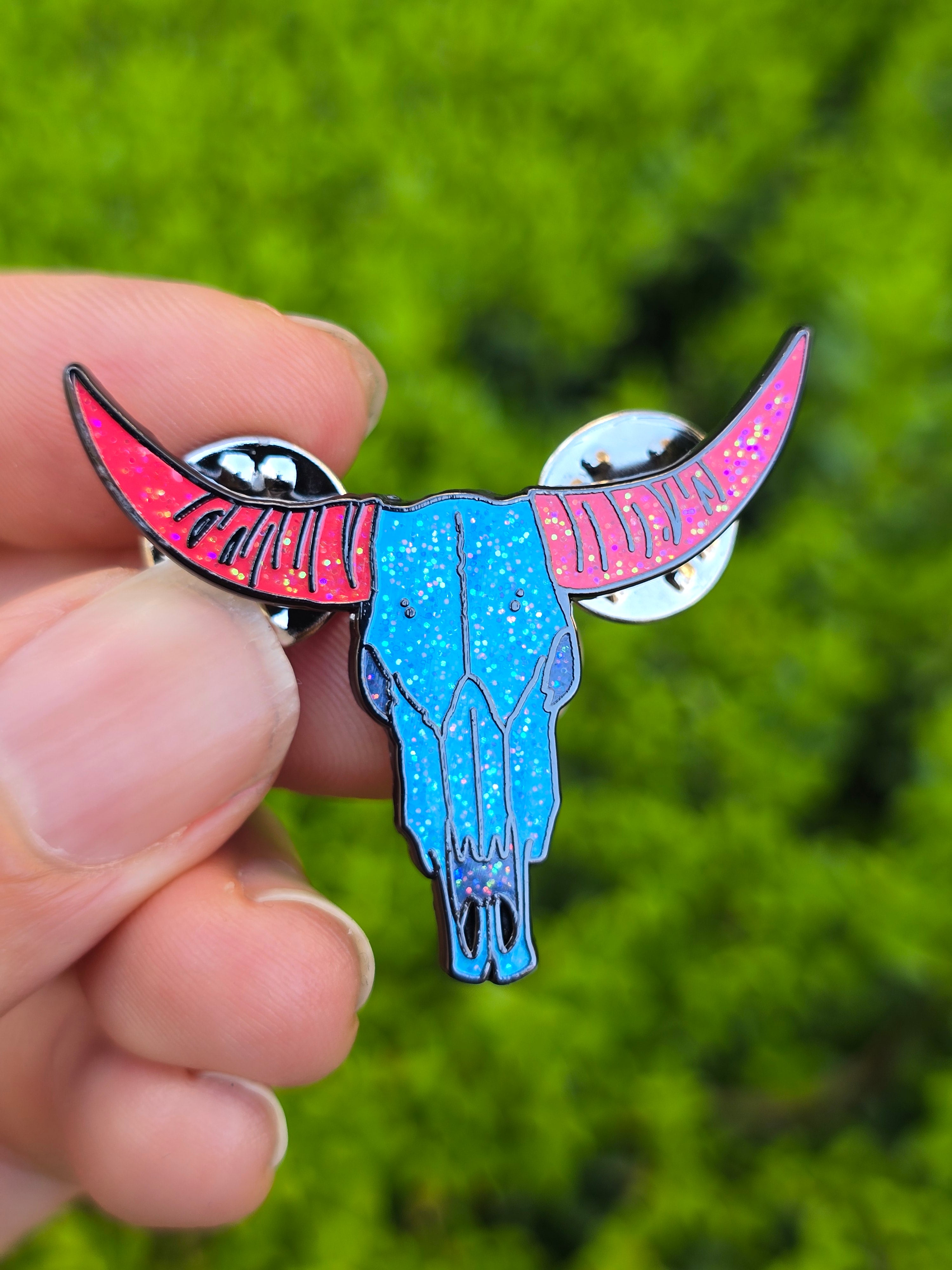 Steer Skull Enamel Pin - Vibrant and Standard Variants