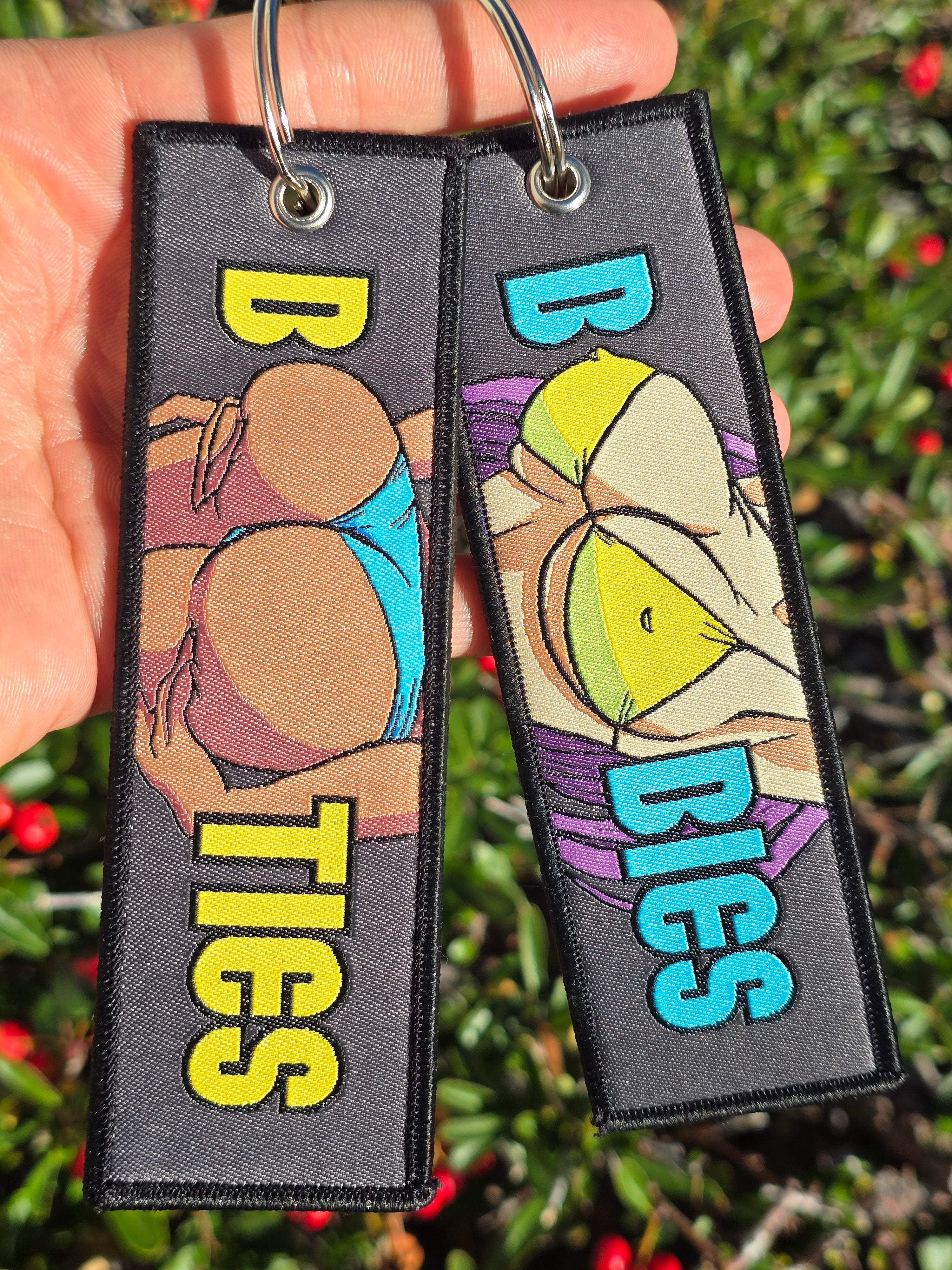 Anime Waifu Woven Jet Tag Keyring