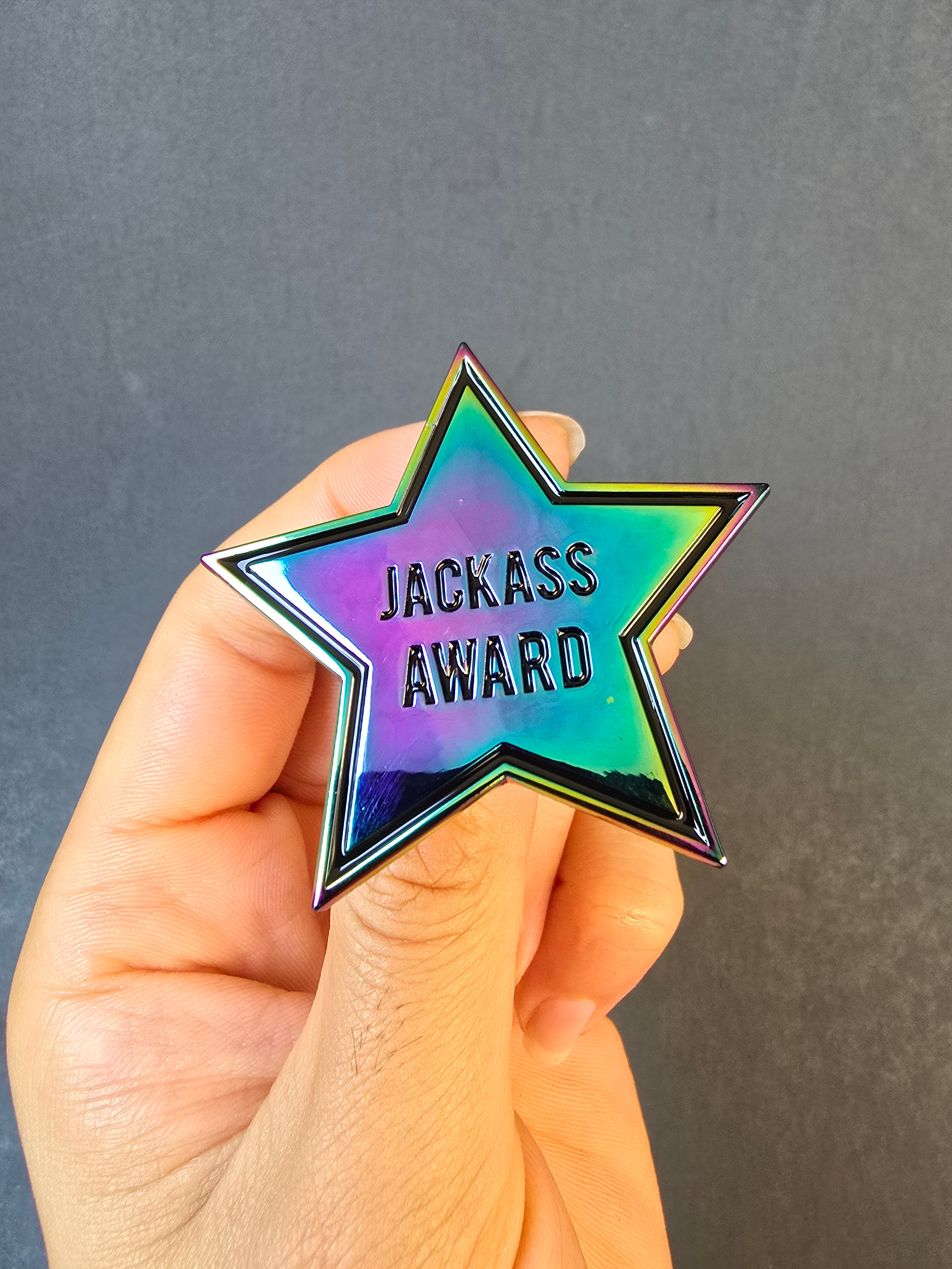 Jackass Award Anodized Metal Enamel Pin
