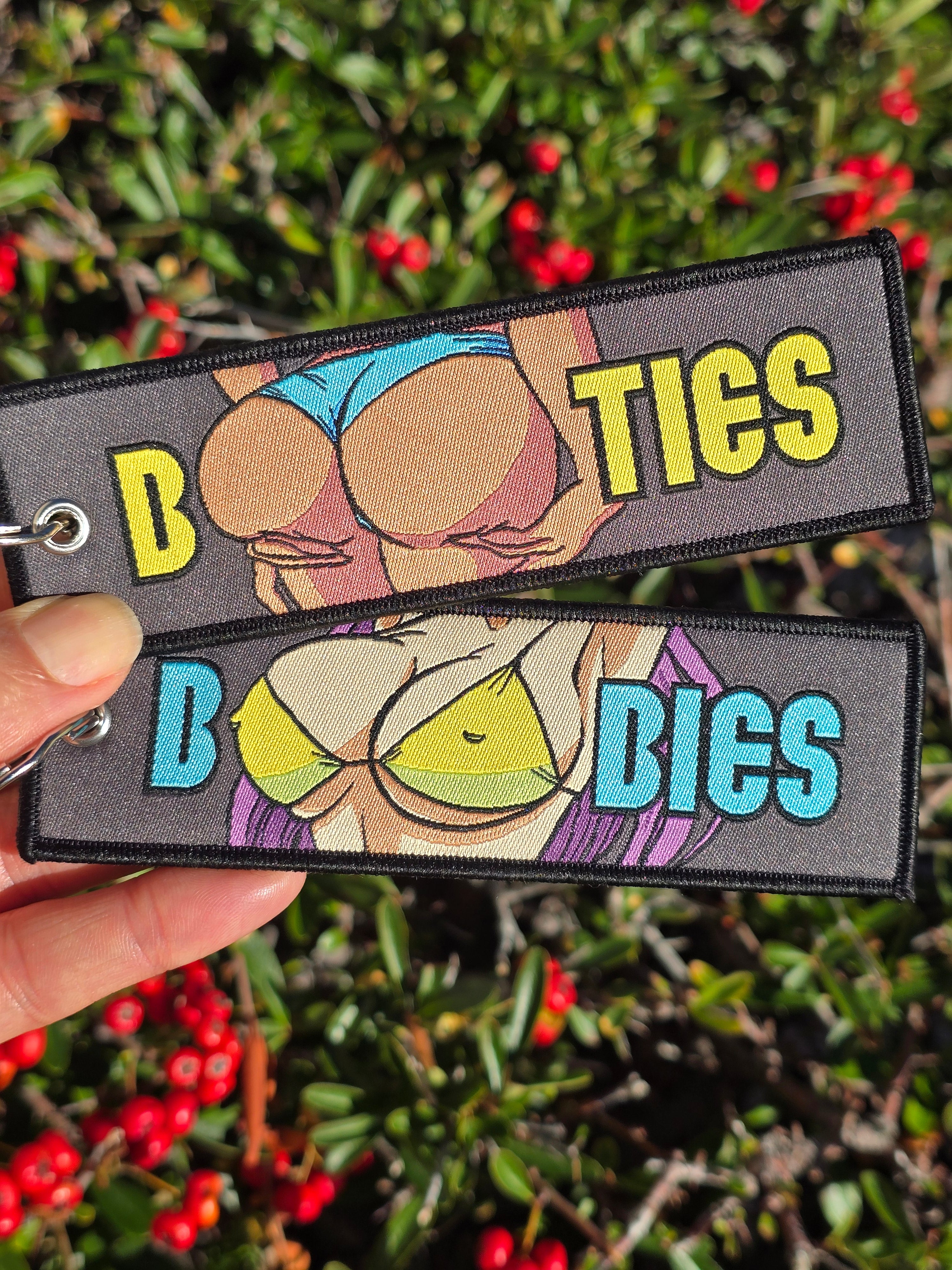 Anime Waifu Woven Jet Tag Keyring