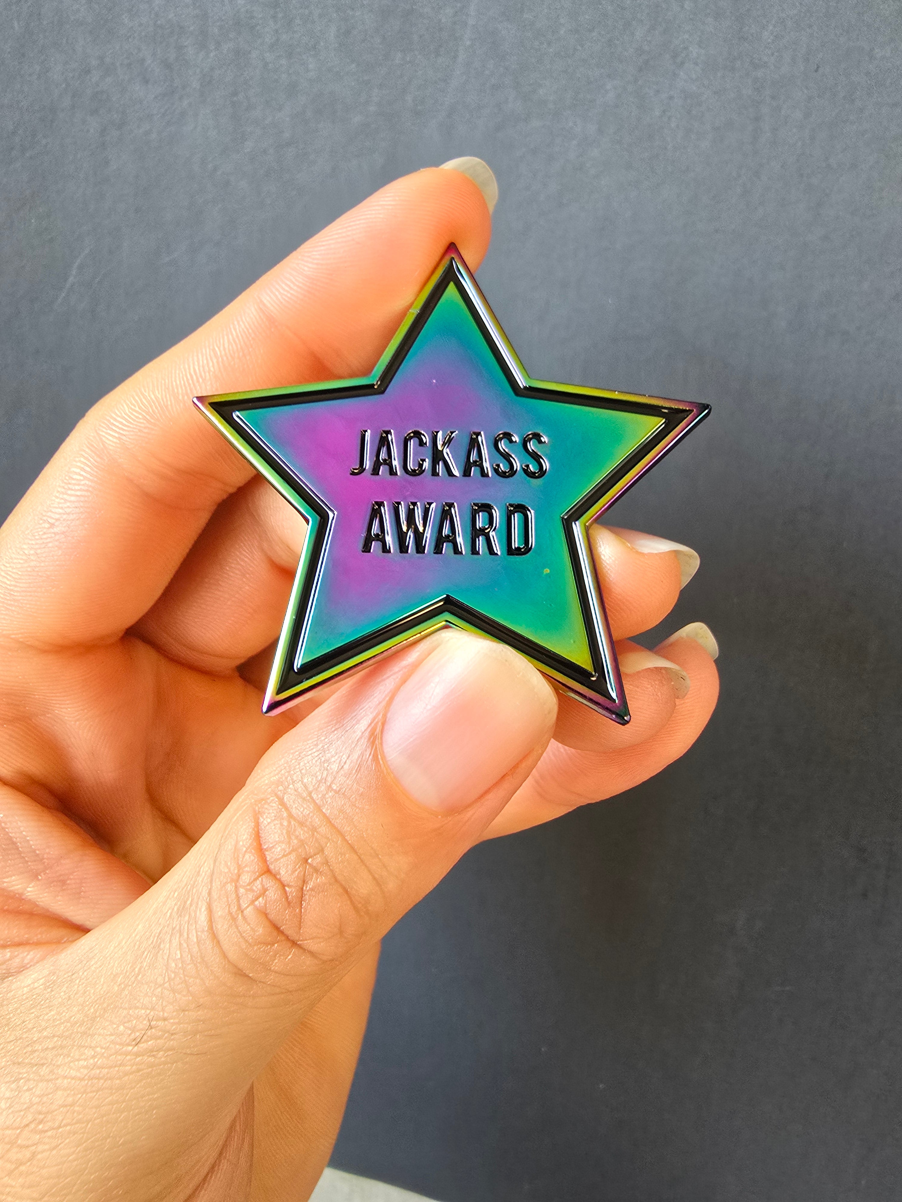 Jackass Award Anodized Metal Enamel Pin
