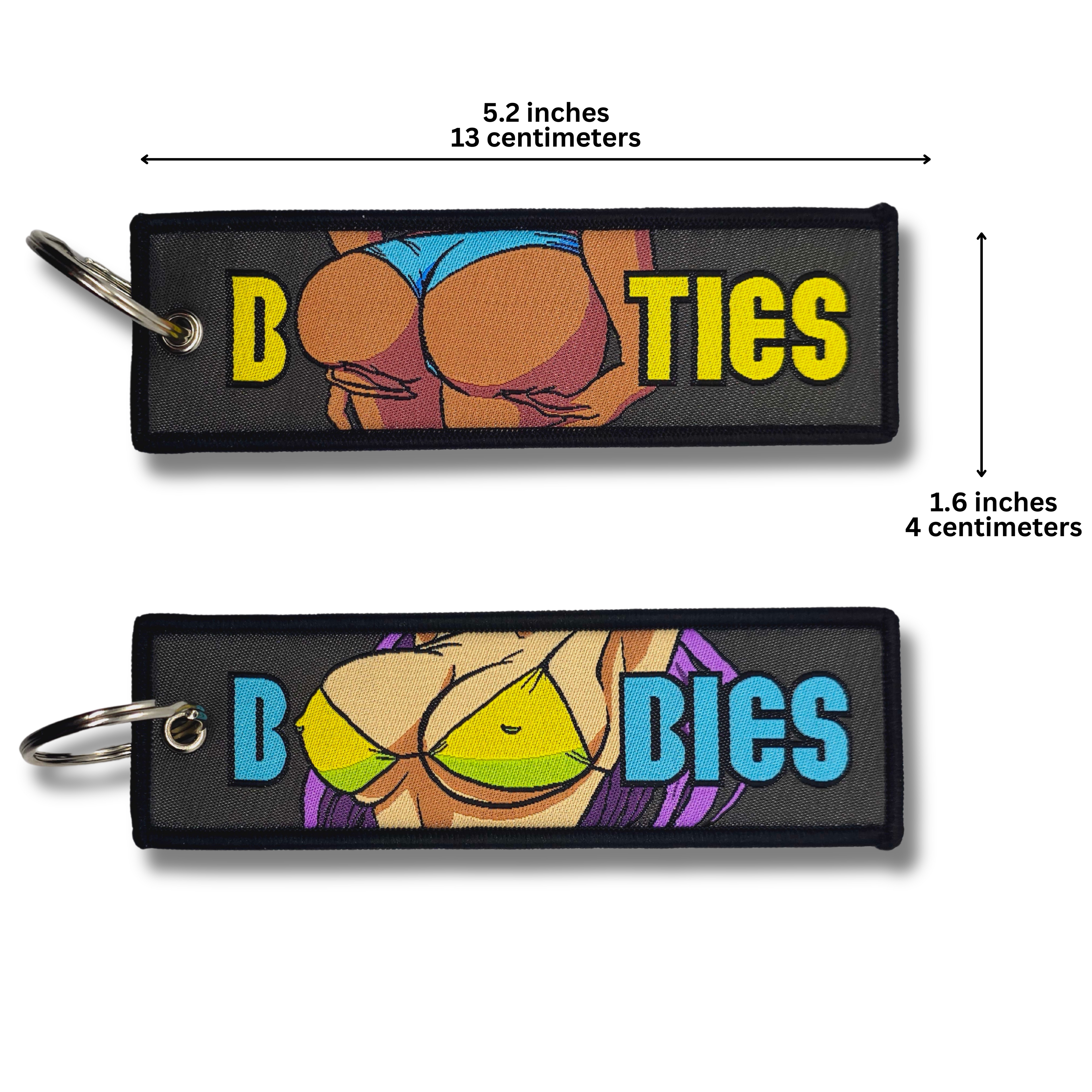 Anime Waifu Woven Jet Tag Keyring