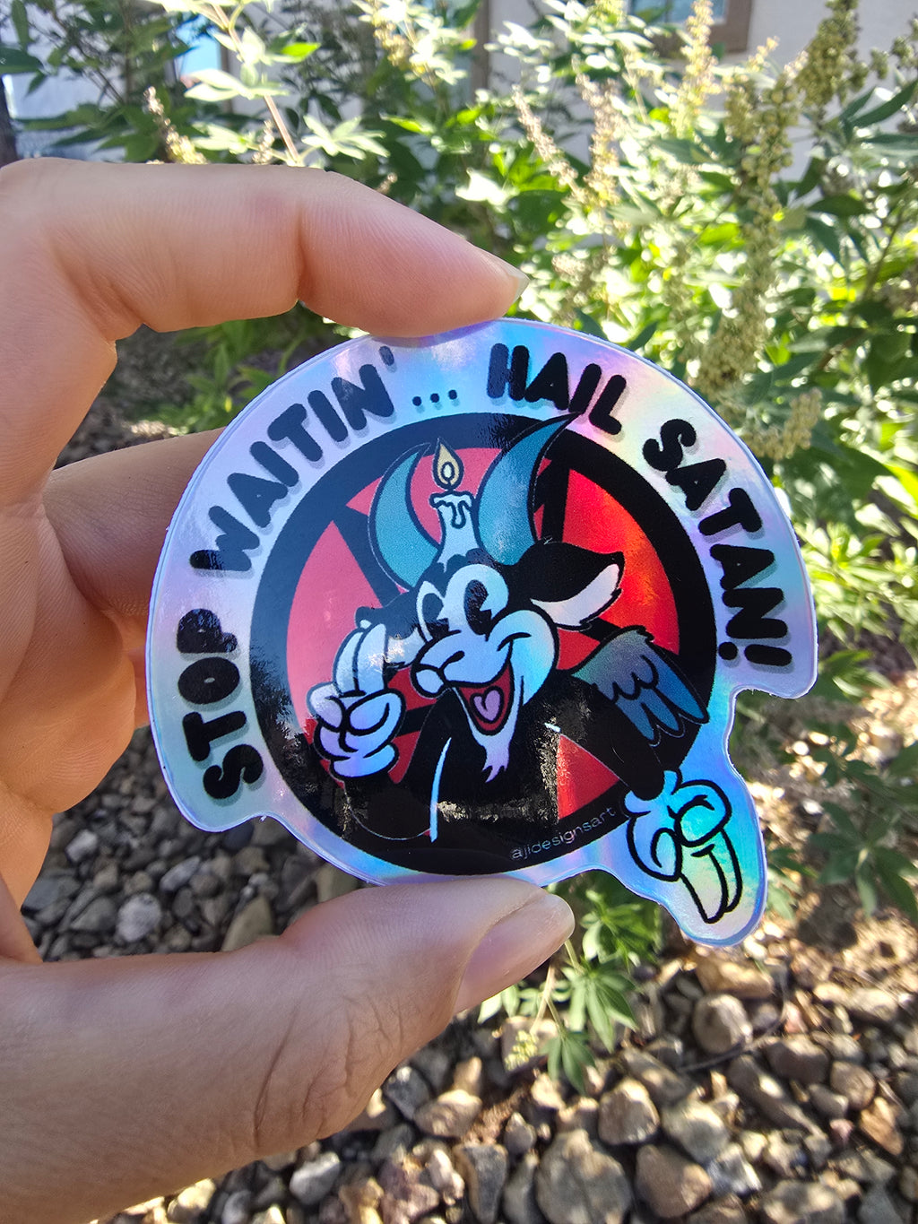 Stop Waitin' Hail Satan Sticker