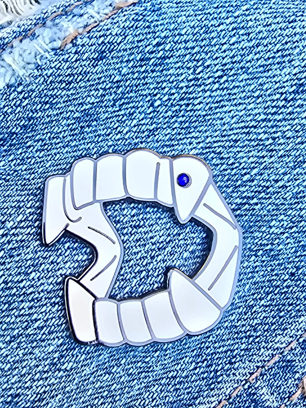 Halloween Fangs with Rhinestone Tooth Gem Enamel Pin