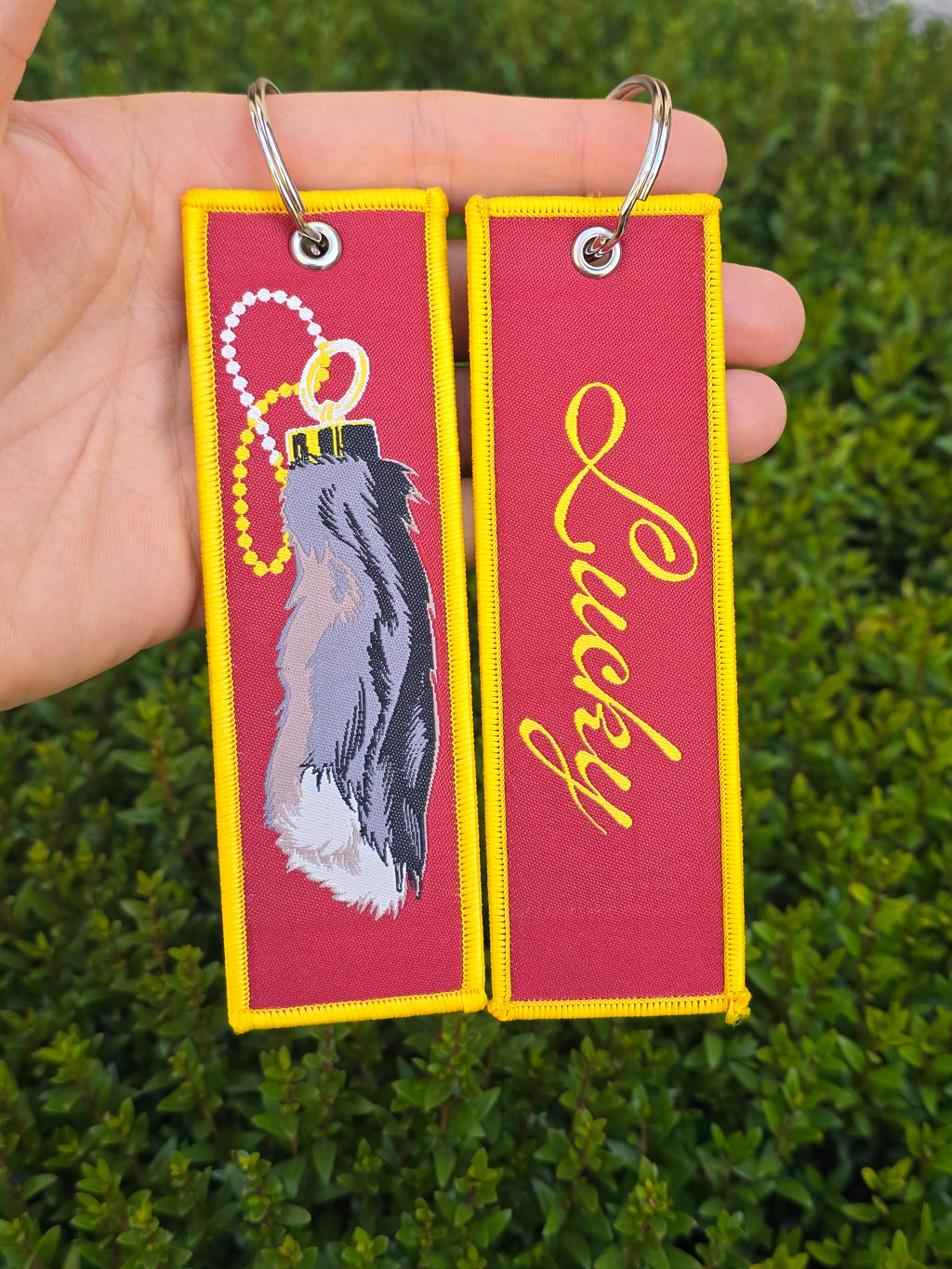 Lucky Rabbit Foot Woven Jet Tag