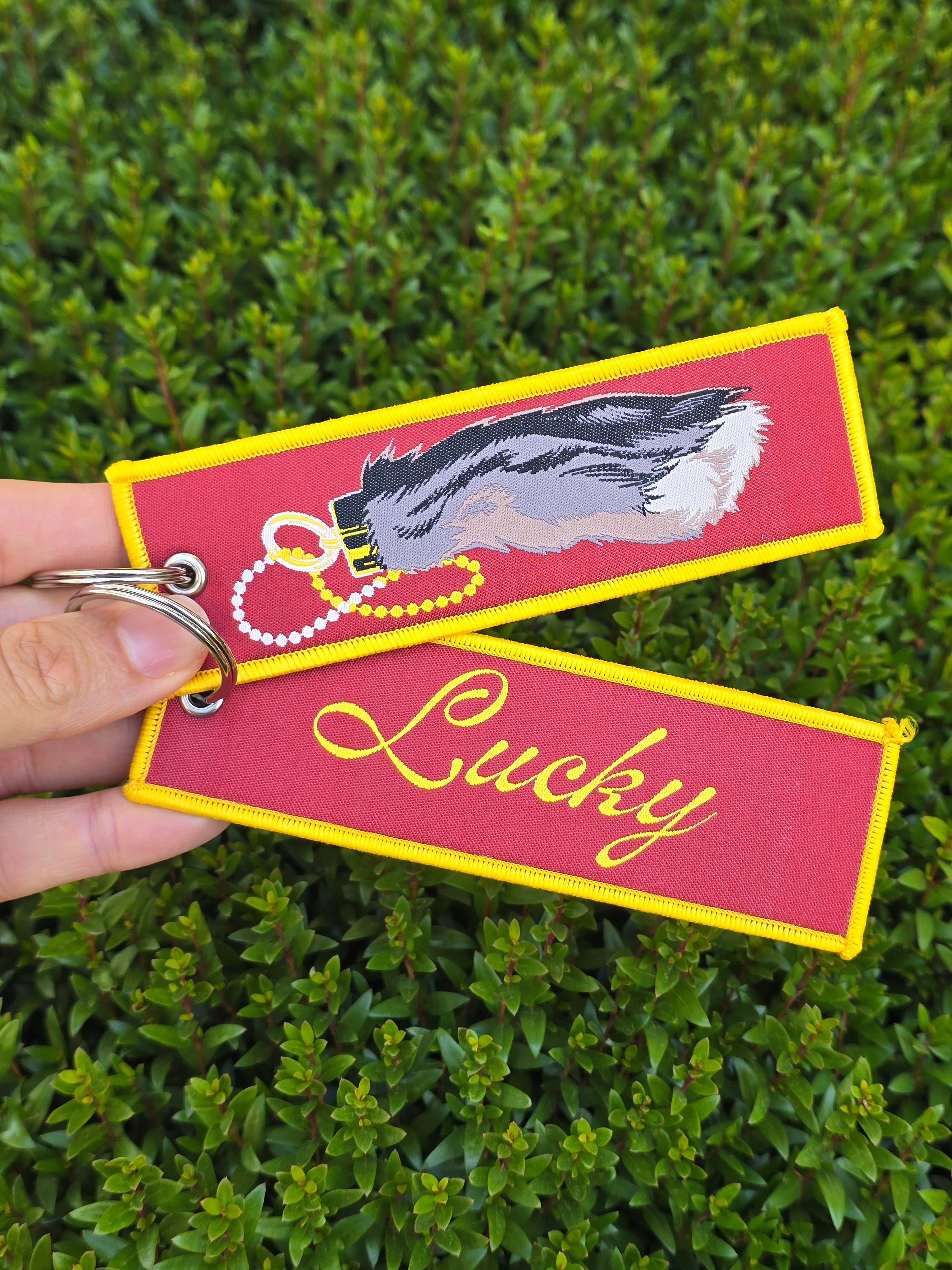 Lucky Rabbit Foot Woven Jet Tag