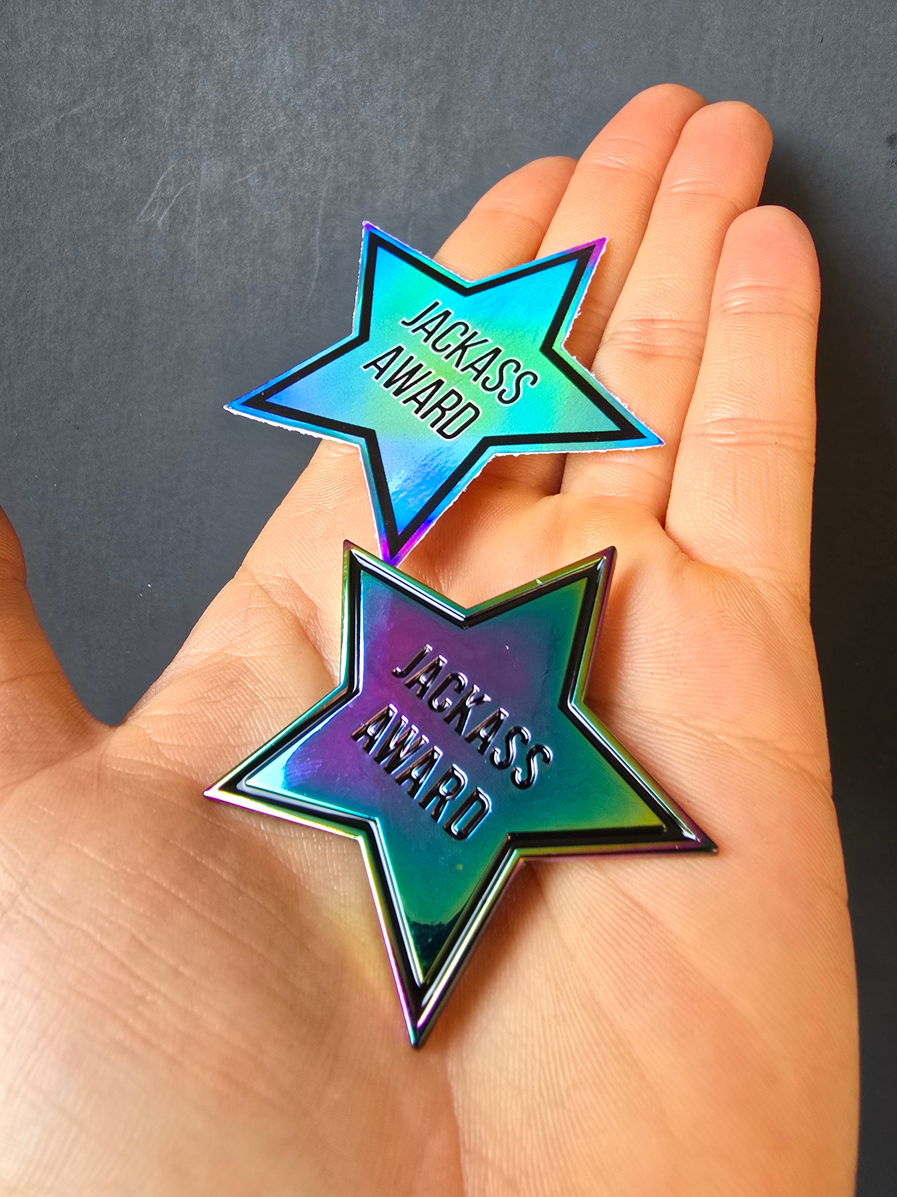 Jackass Award Anodized Metal Enamel Pin