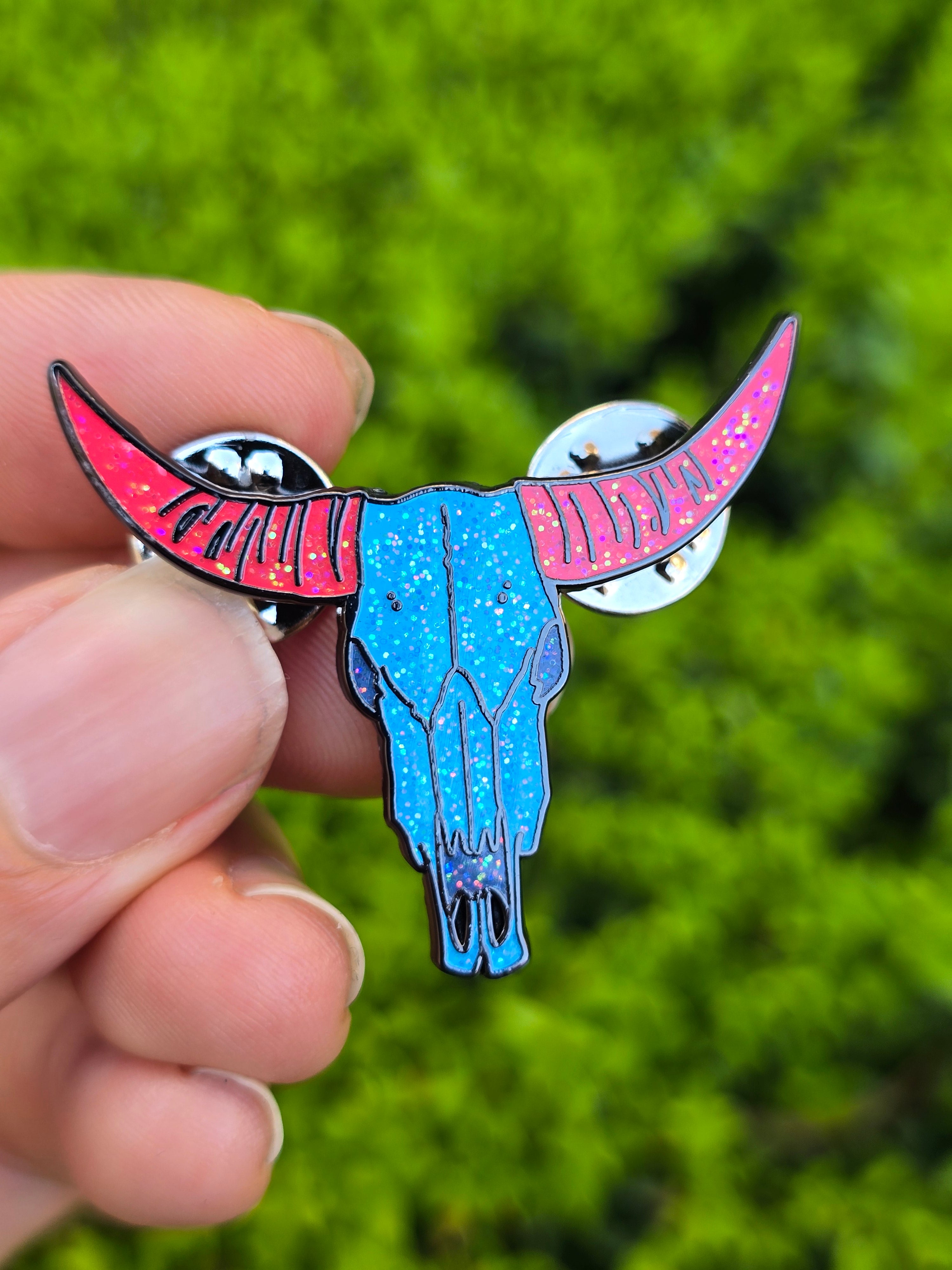 Steer Skull Enamel Pin - Vibrant and Standard Variants