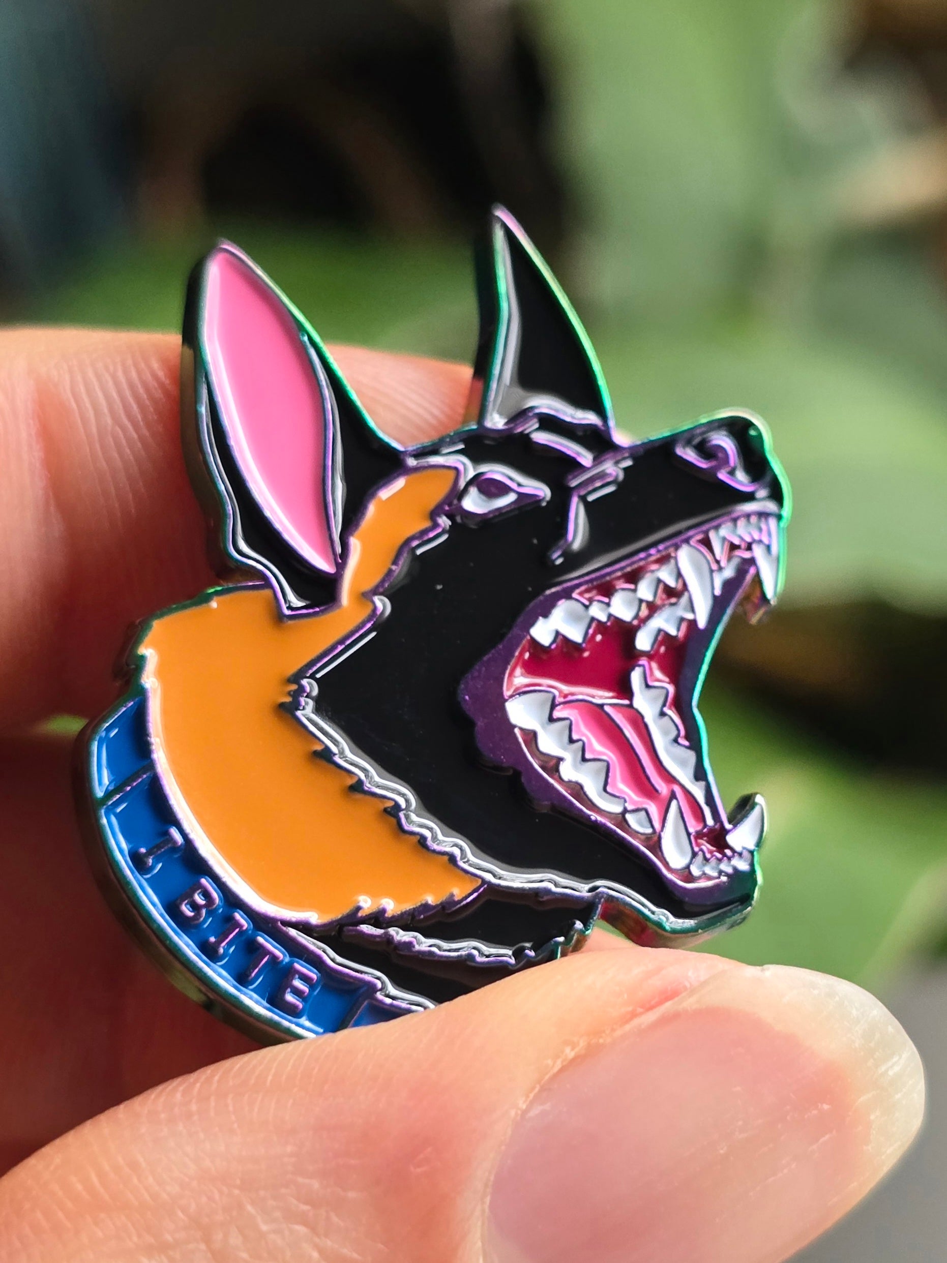 Barking Malinois Anodized Metallic Soft Enamel Pin