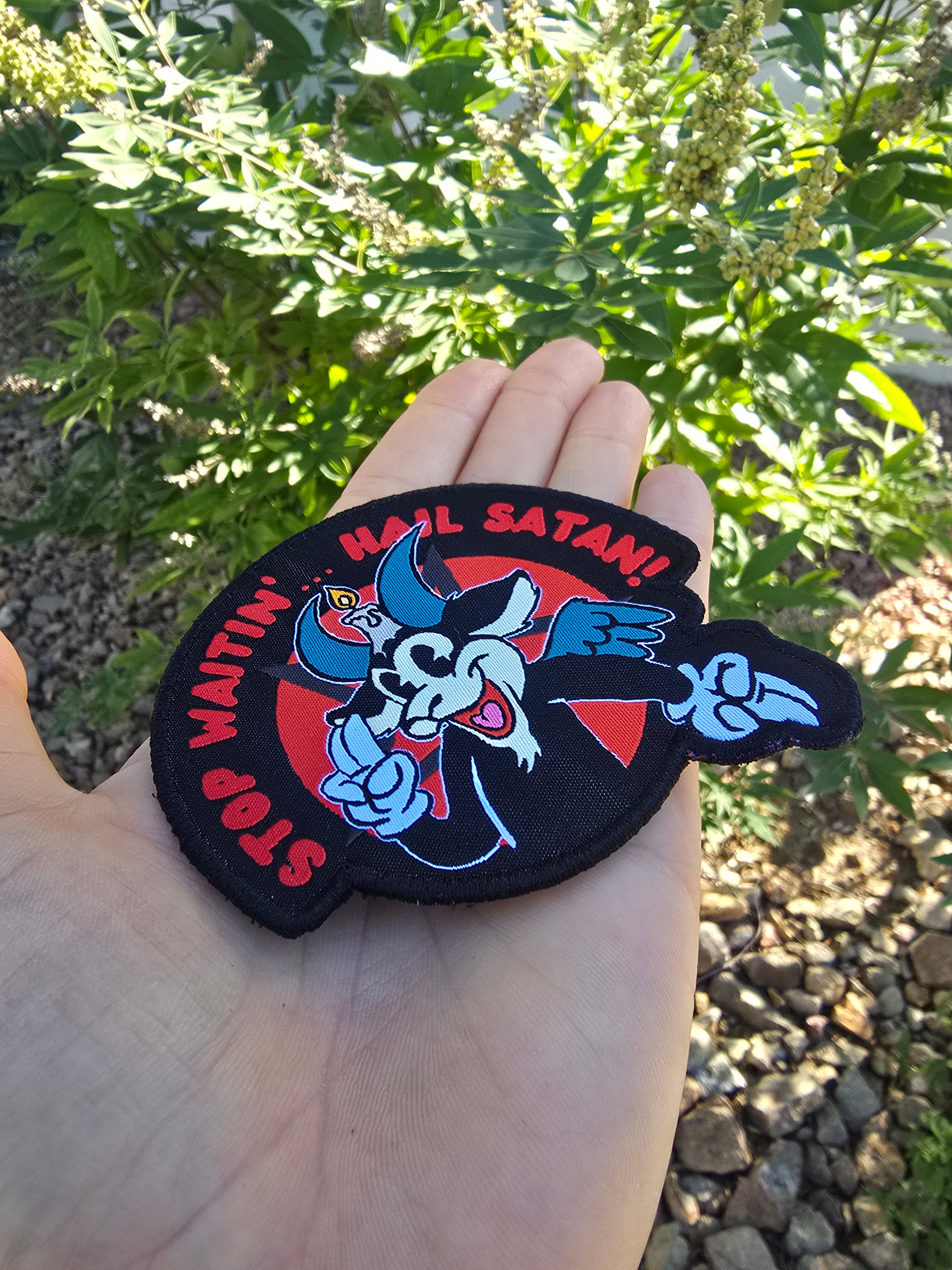 Stop Waitin', Hail Satan Patch