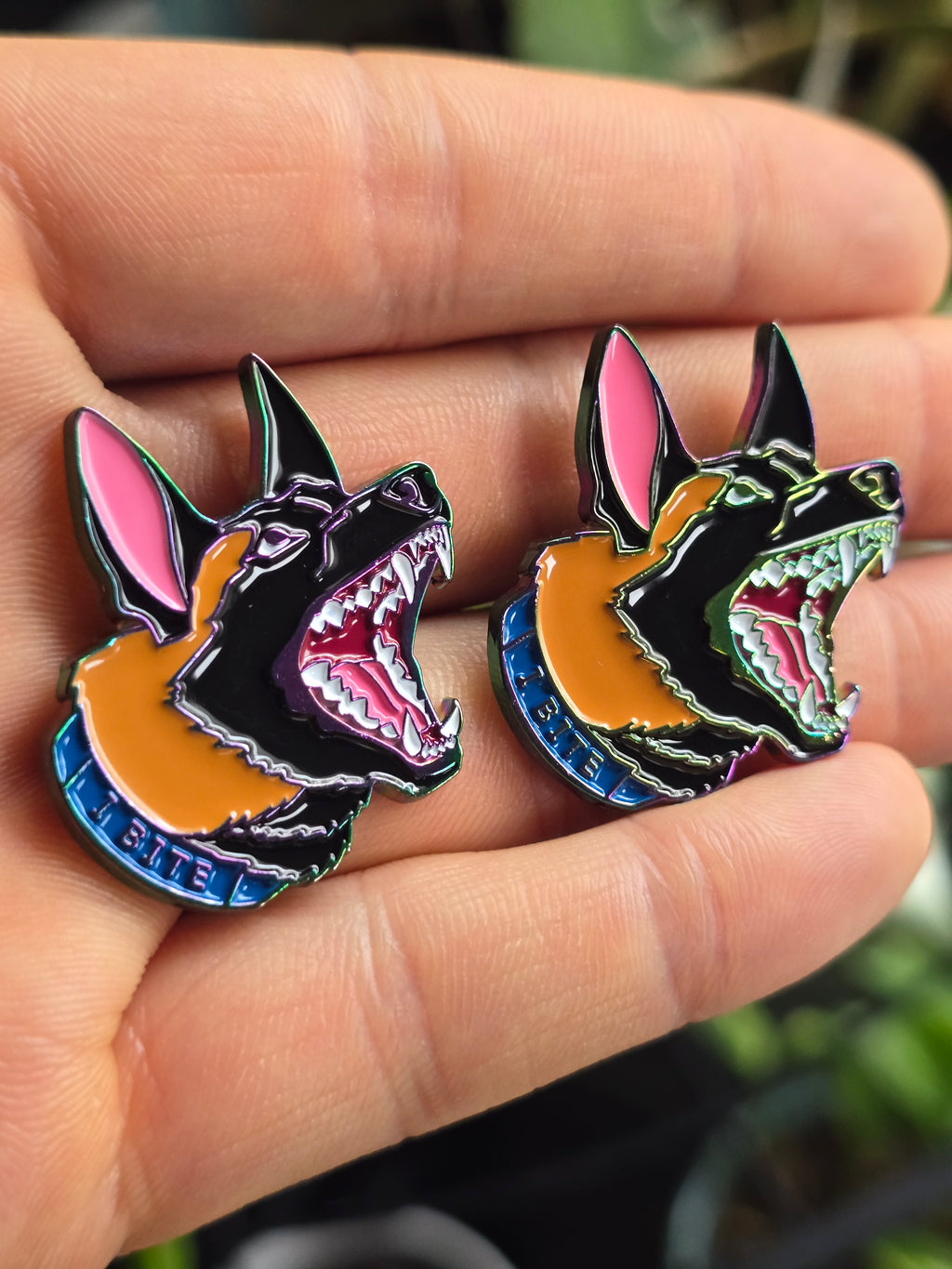 Barking Malinois Anodized Metallic Soft Enamel Pin