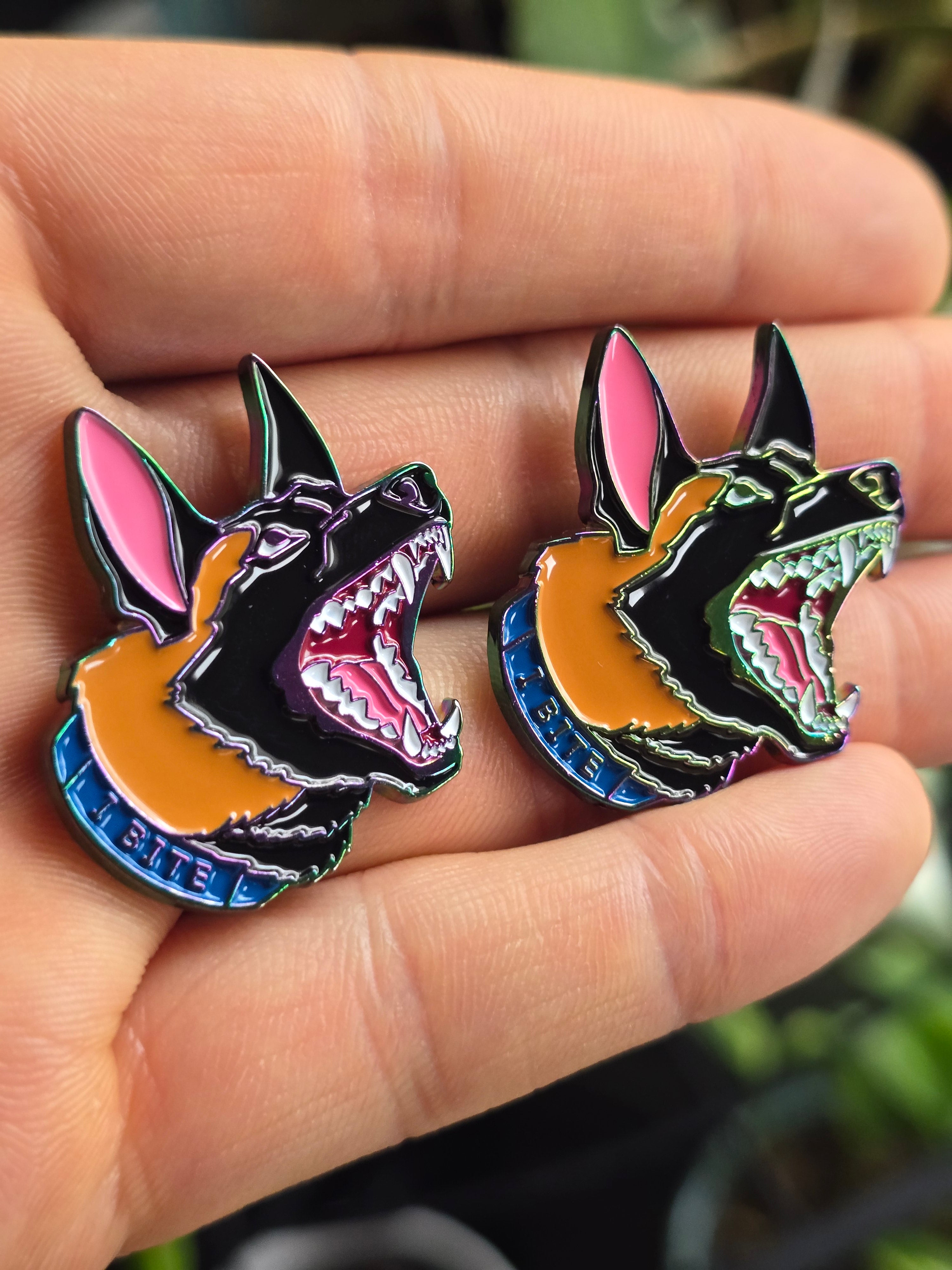 Barking Malinois Anodized Metallic Soft Enamel Pin