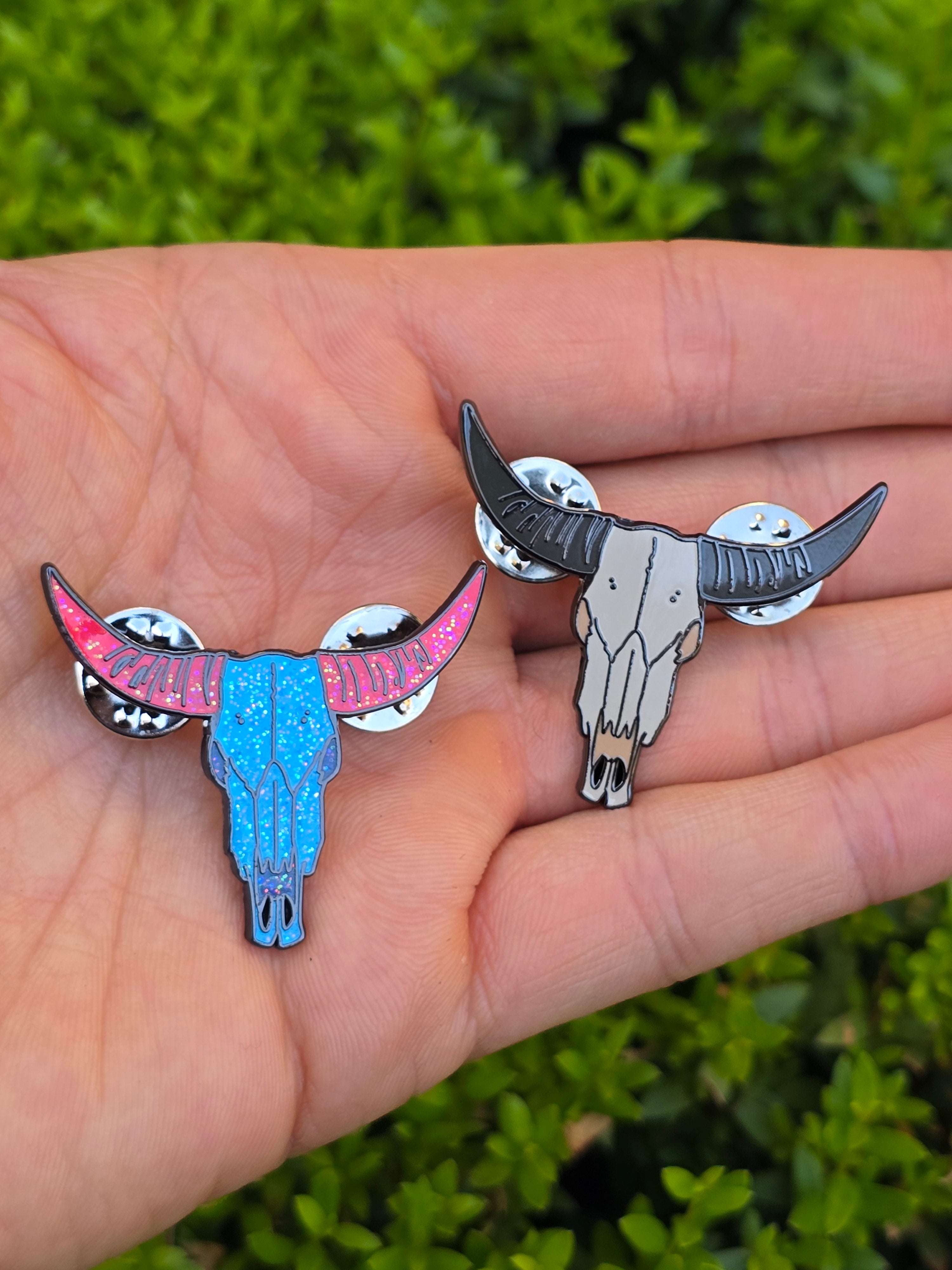 Steer Skull Enamel Pin - Vibrant and Standard Variants