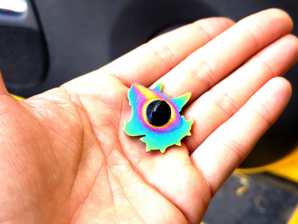 Barking Doberman Rainbow Oil Slick Soft Enamel Pin