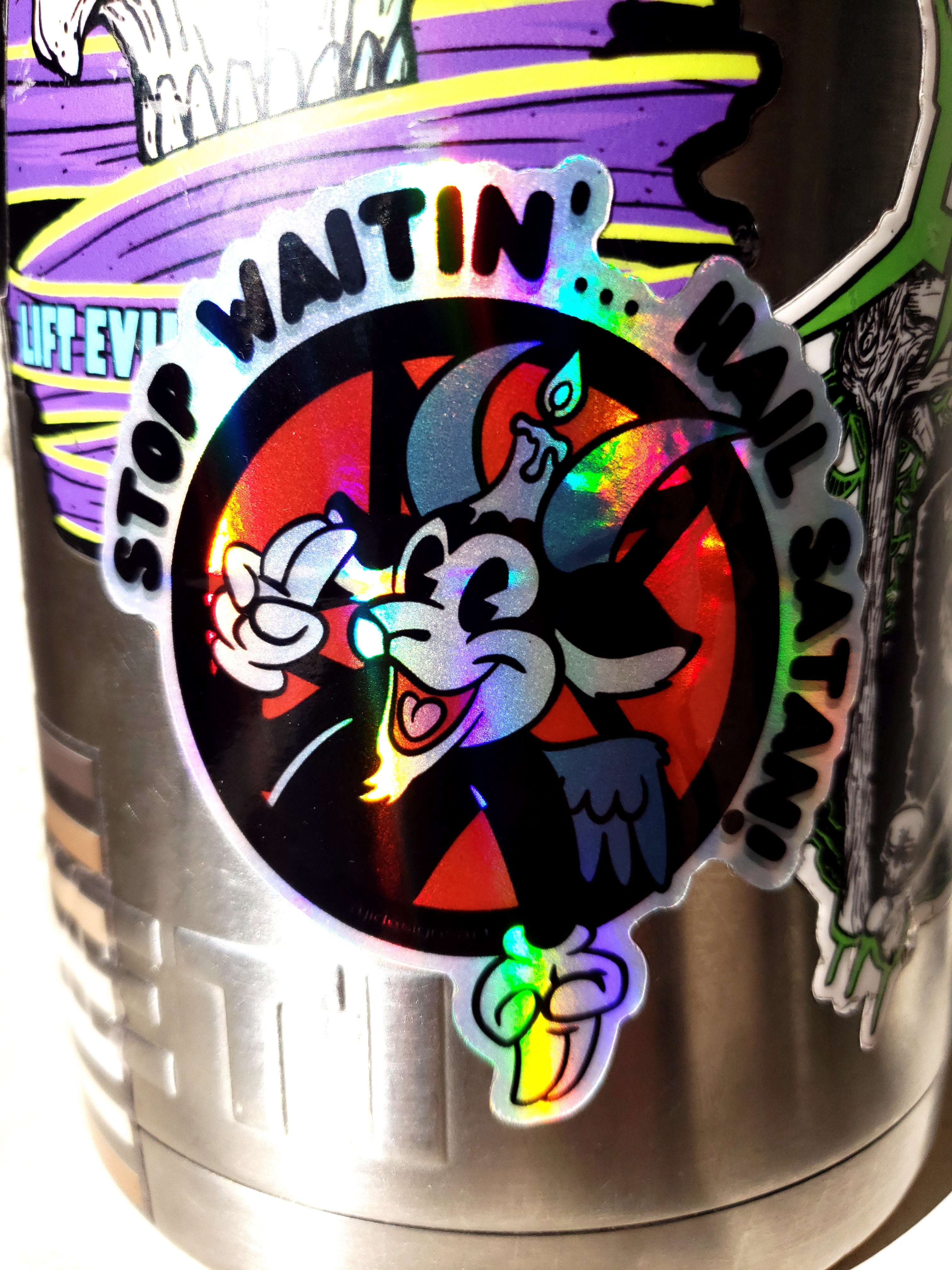 Rainbow Baphomet Cartoon WEATHERPROOF Sticker
