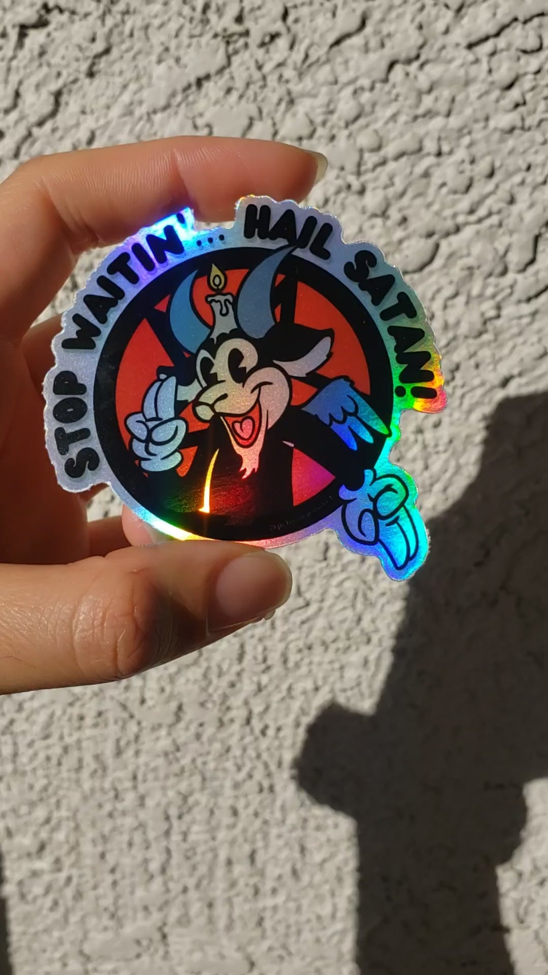 Rainbow Baphomet Cartoon WEATHERPROOF Sticker