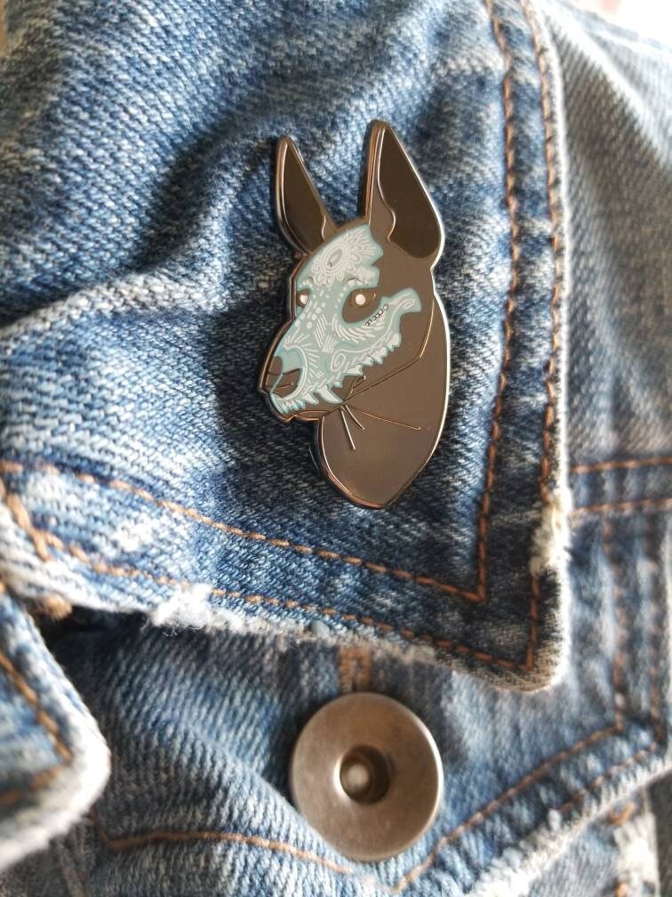 Dia de Los Muertos Painted Xolo Dog Pin
